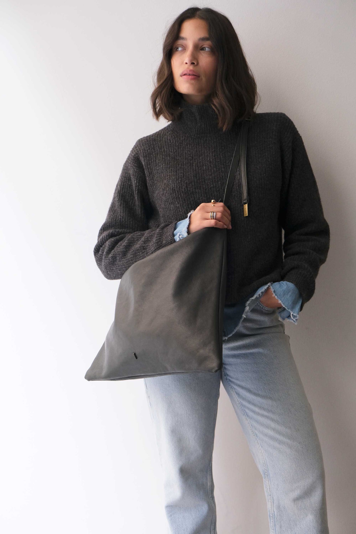 Valentina hobo bag in vegetable nappa forest green- Made in Italy -