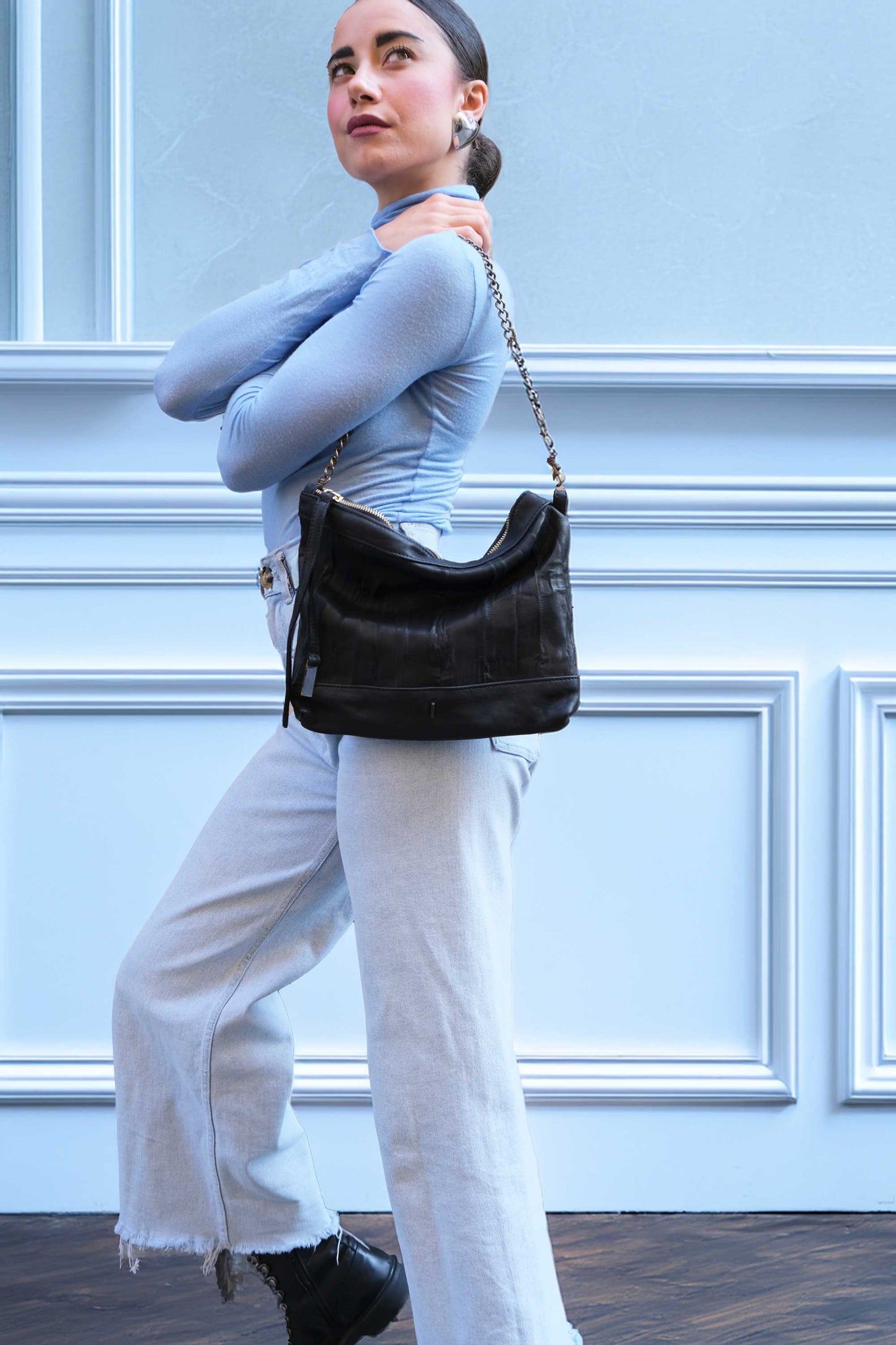 Zoe in balck lome nappa leather - Made in Italy -