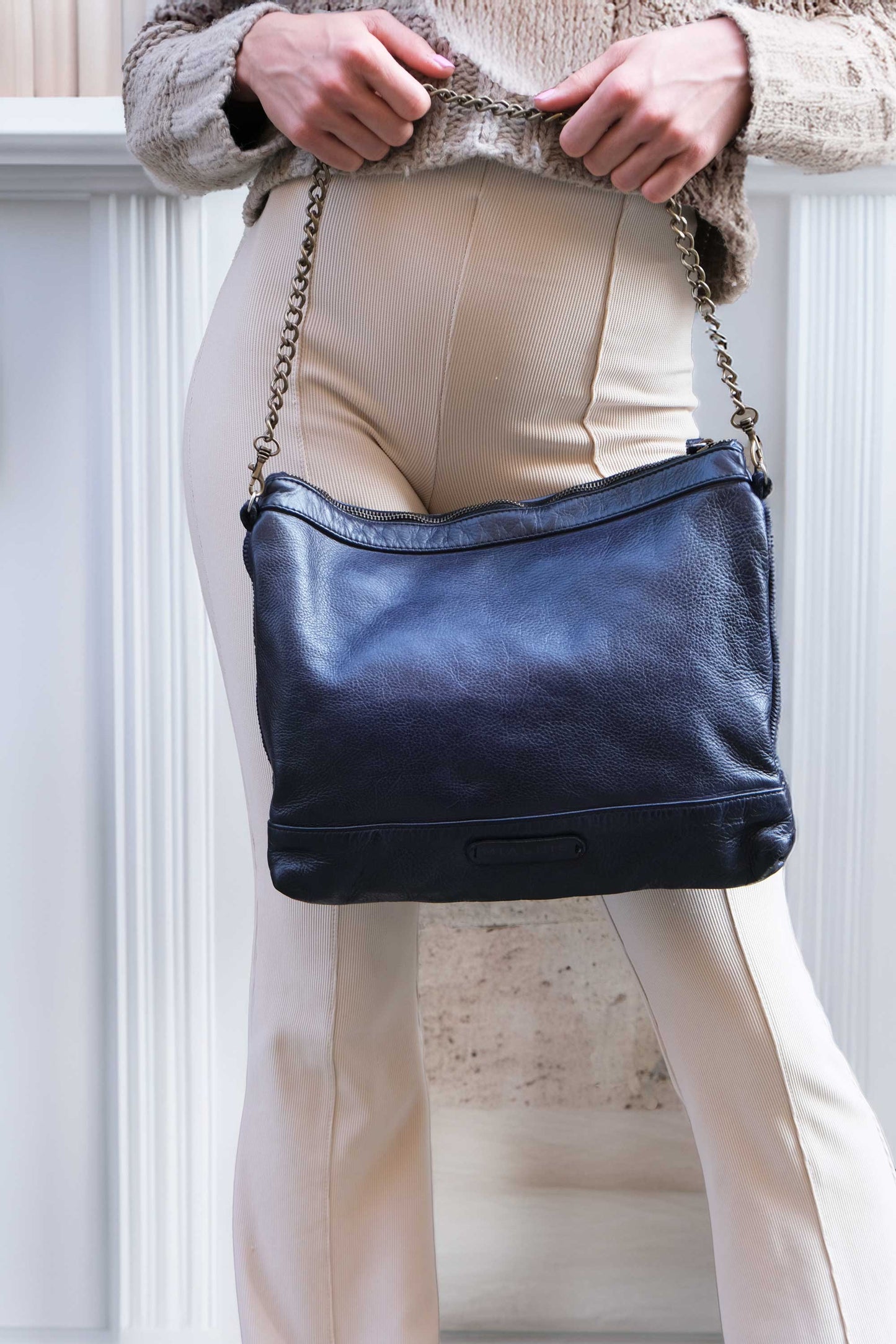 Zoe in cobalt turner calf soft leather - Made in Italy -