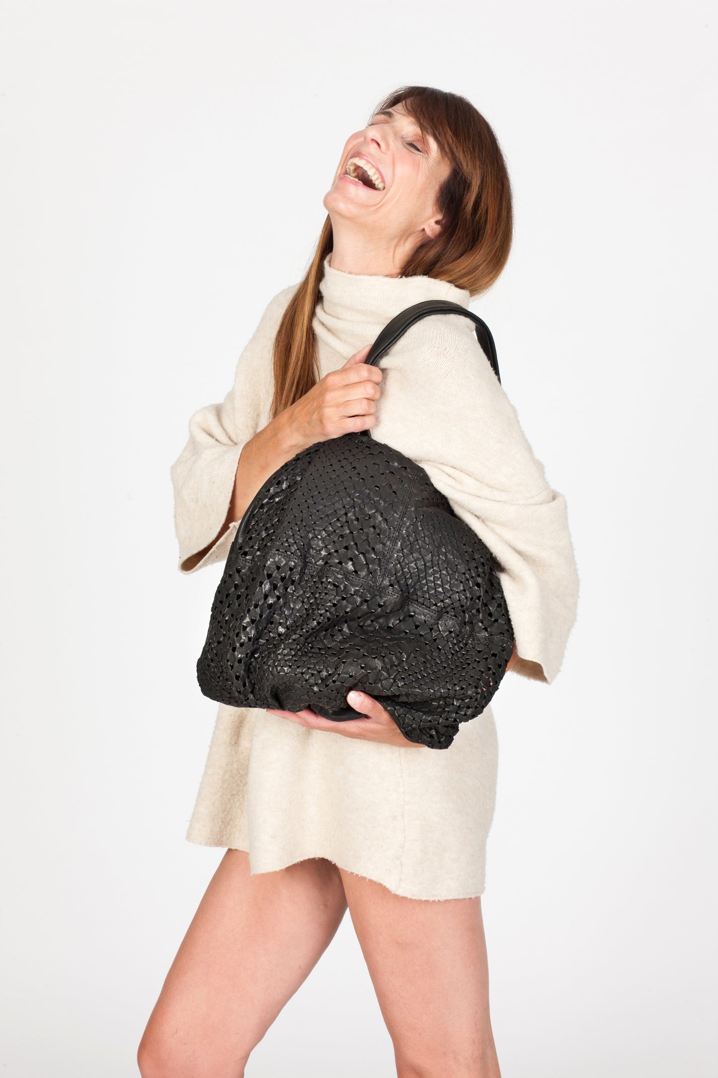 Riri tote bag in black perforated nappa - Made in Italy - (copia)