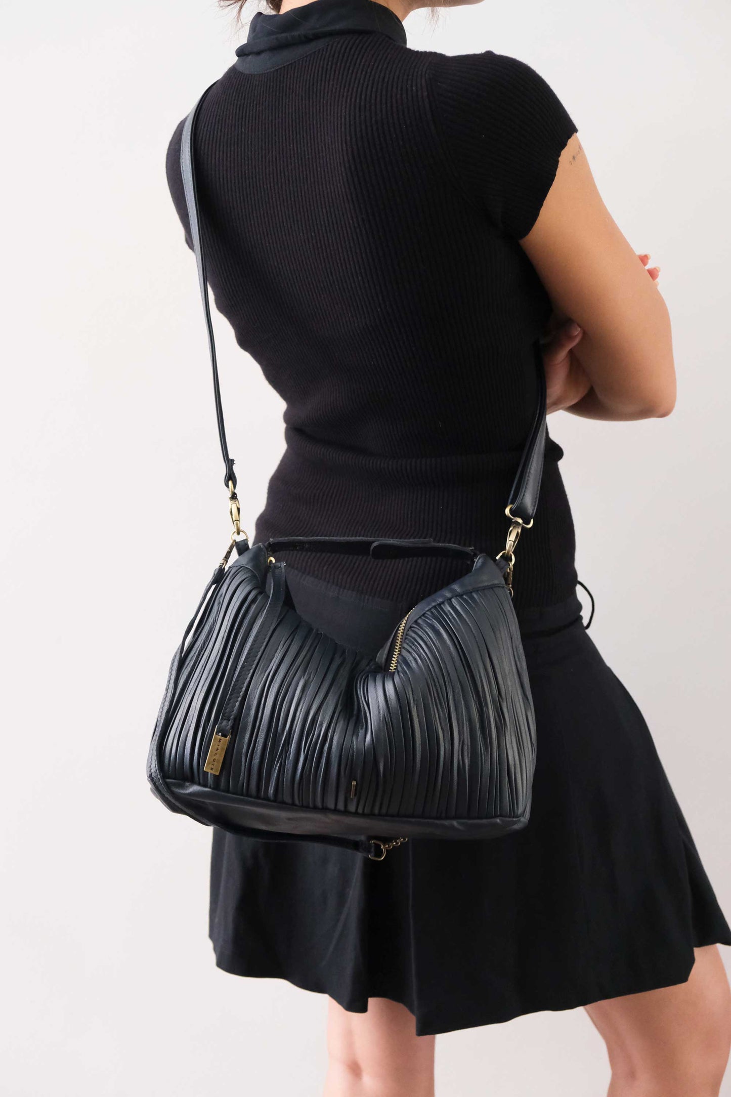 PRE ORDER discount 15%-Chicca Media hobo bag in navy pleated leather - use code PREORDER15 - ESTIMATED DELIVERY SEPTEMBER 15- Made in Italy -
