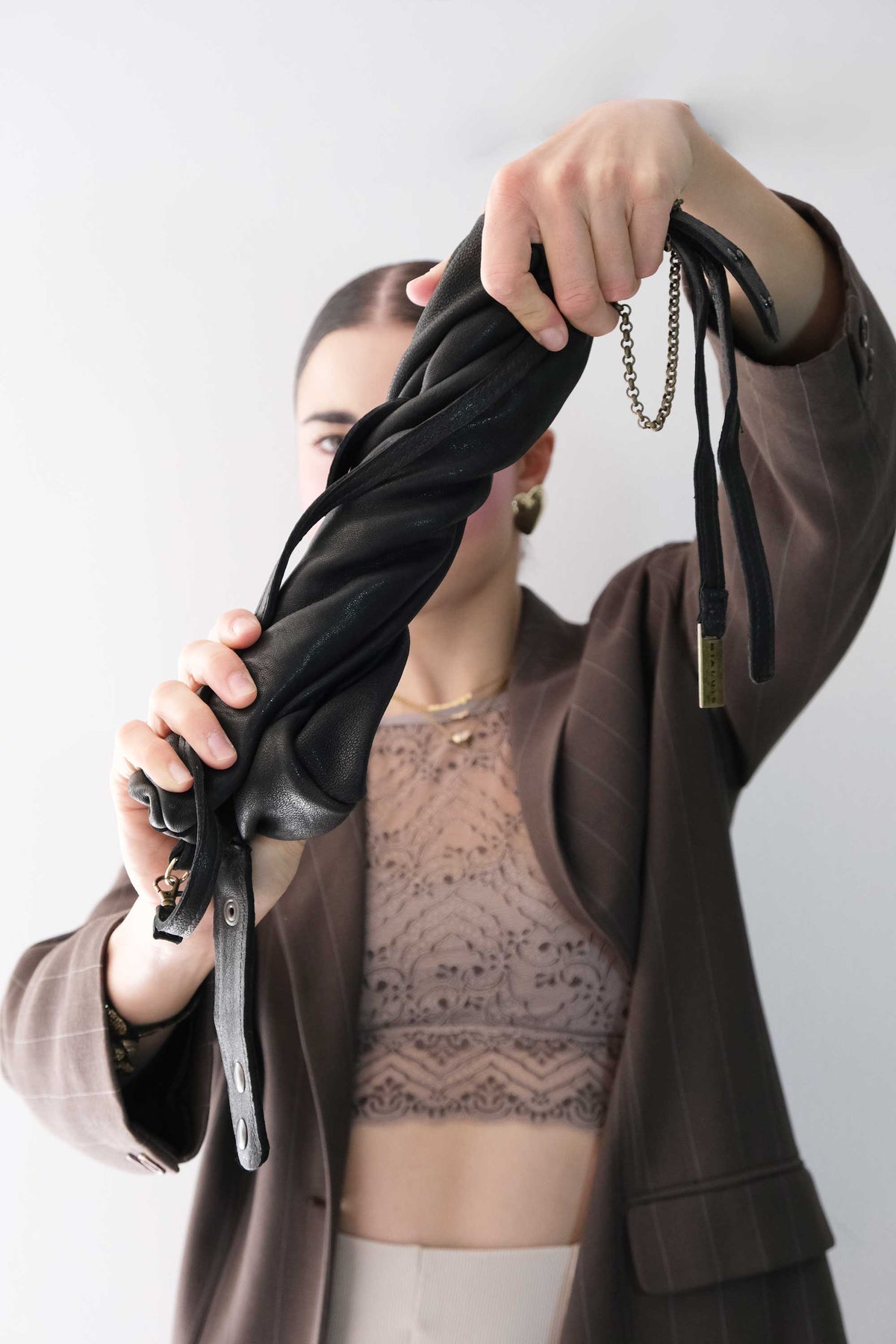 Chicca Media hobo bag in black nappa wash  - Made in Italy -