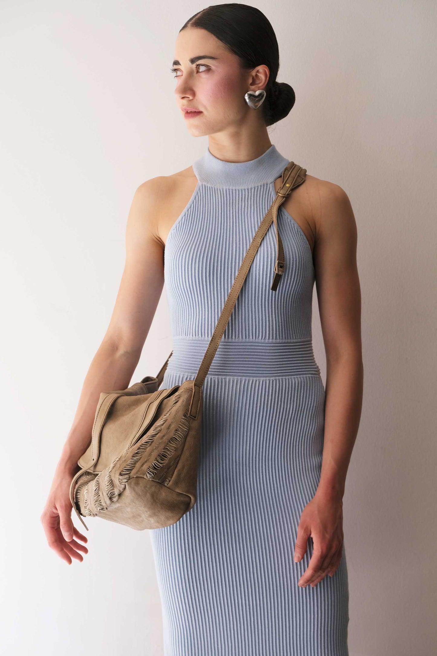 Do saddle bag shark in soft nappa fringe - Made in Italy -