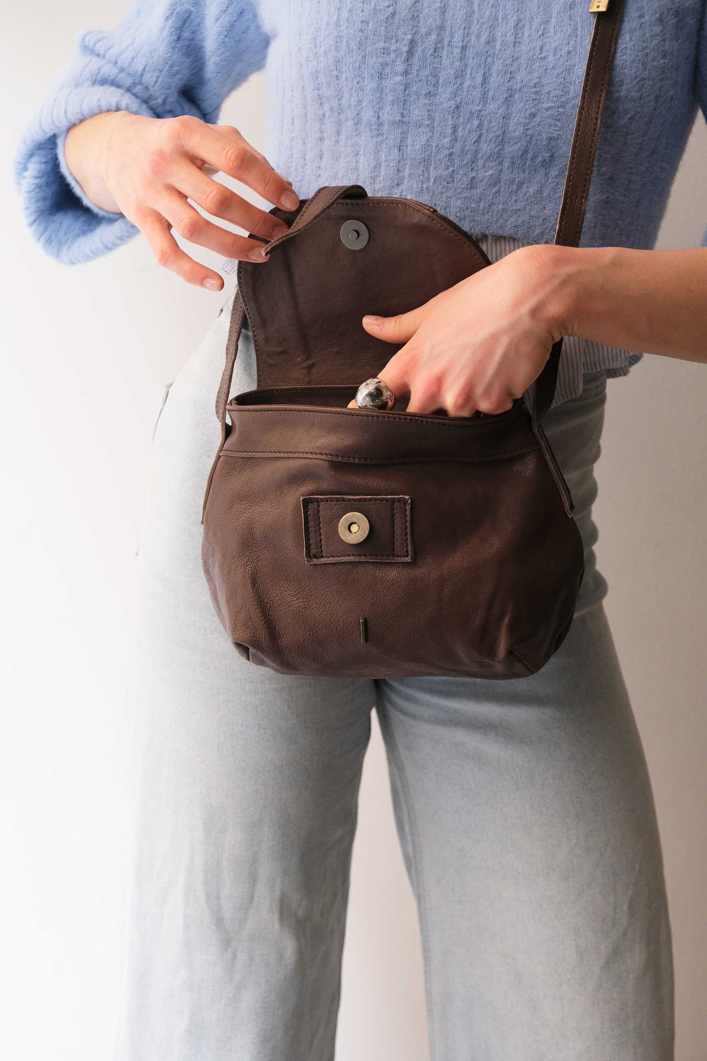 Do mini saddle bag in brown soft nappa - Made in Italy -