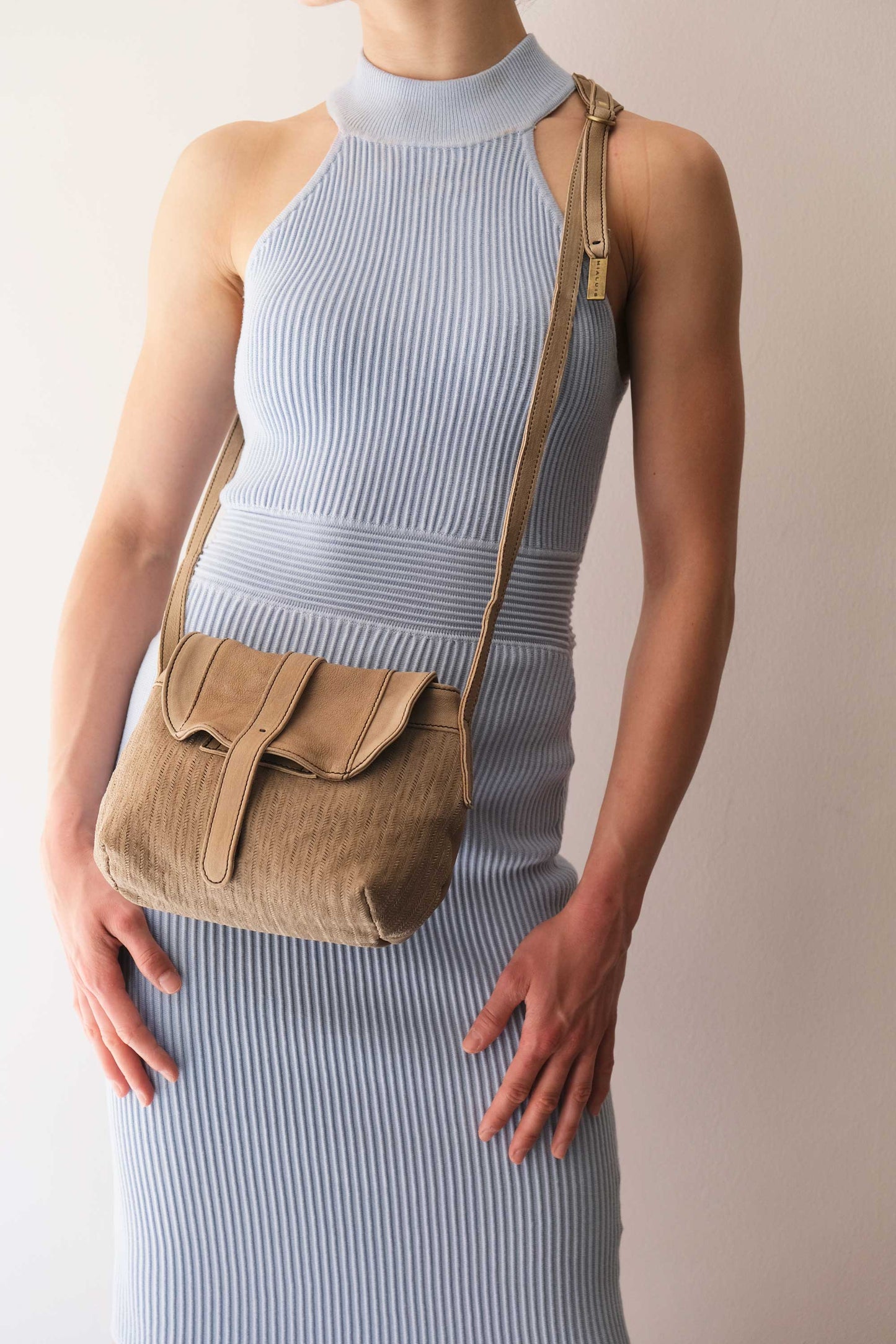 Do mini saddle bag in shark perforated saetta nappa - Made in Italy-