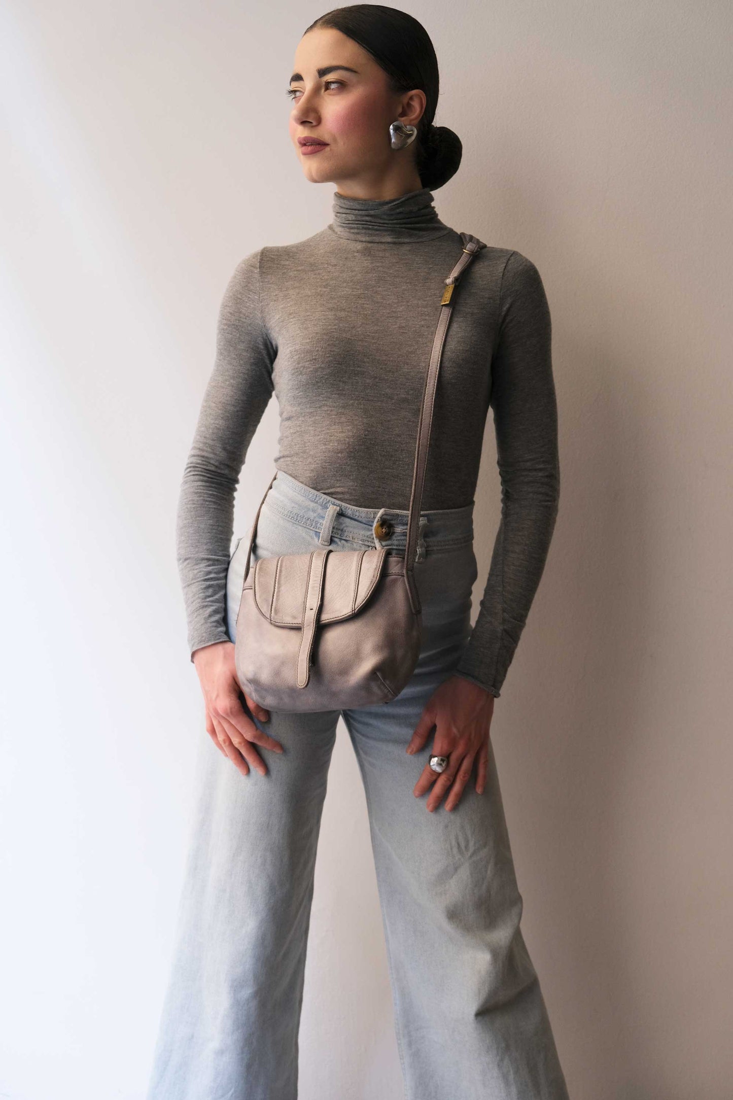 Do mini saddle bag in ash turner calf soft leather - Made in Italy-