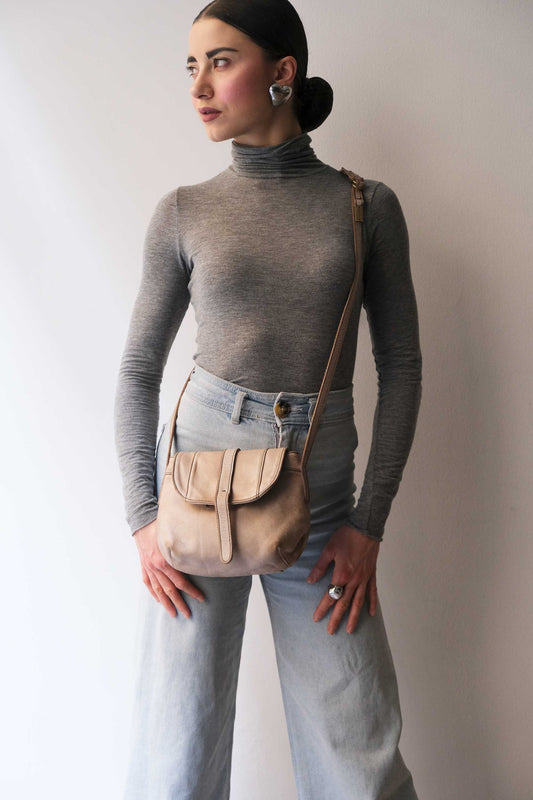 Do mini saddle bag in sand turner calf soft leather - Made in Italy-