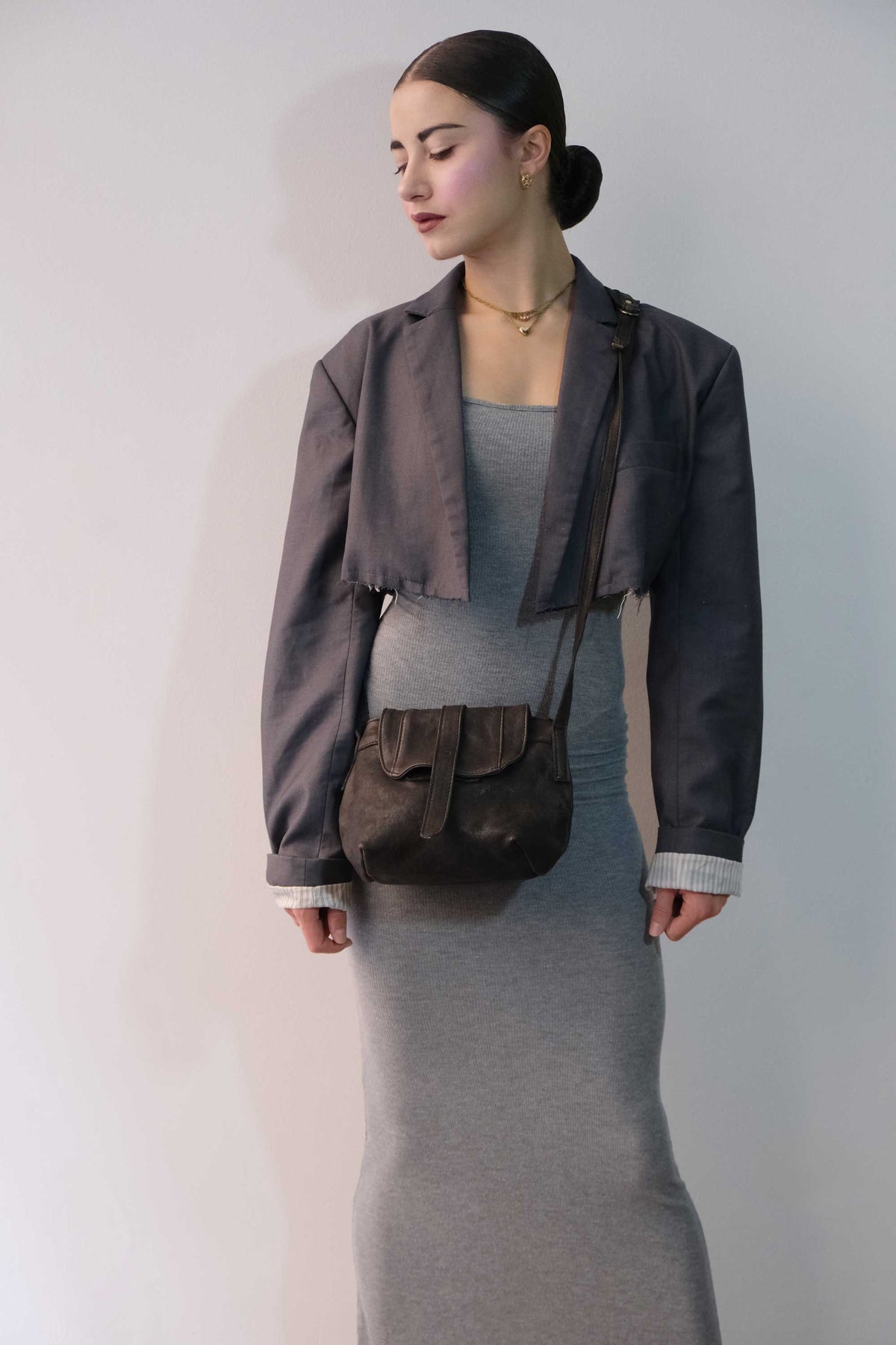 Do mini saddle bag in brown soft washed nappa - Made in Italy -