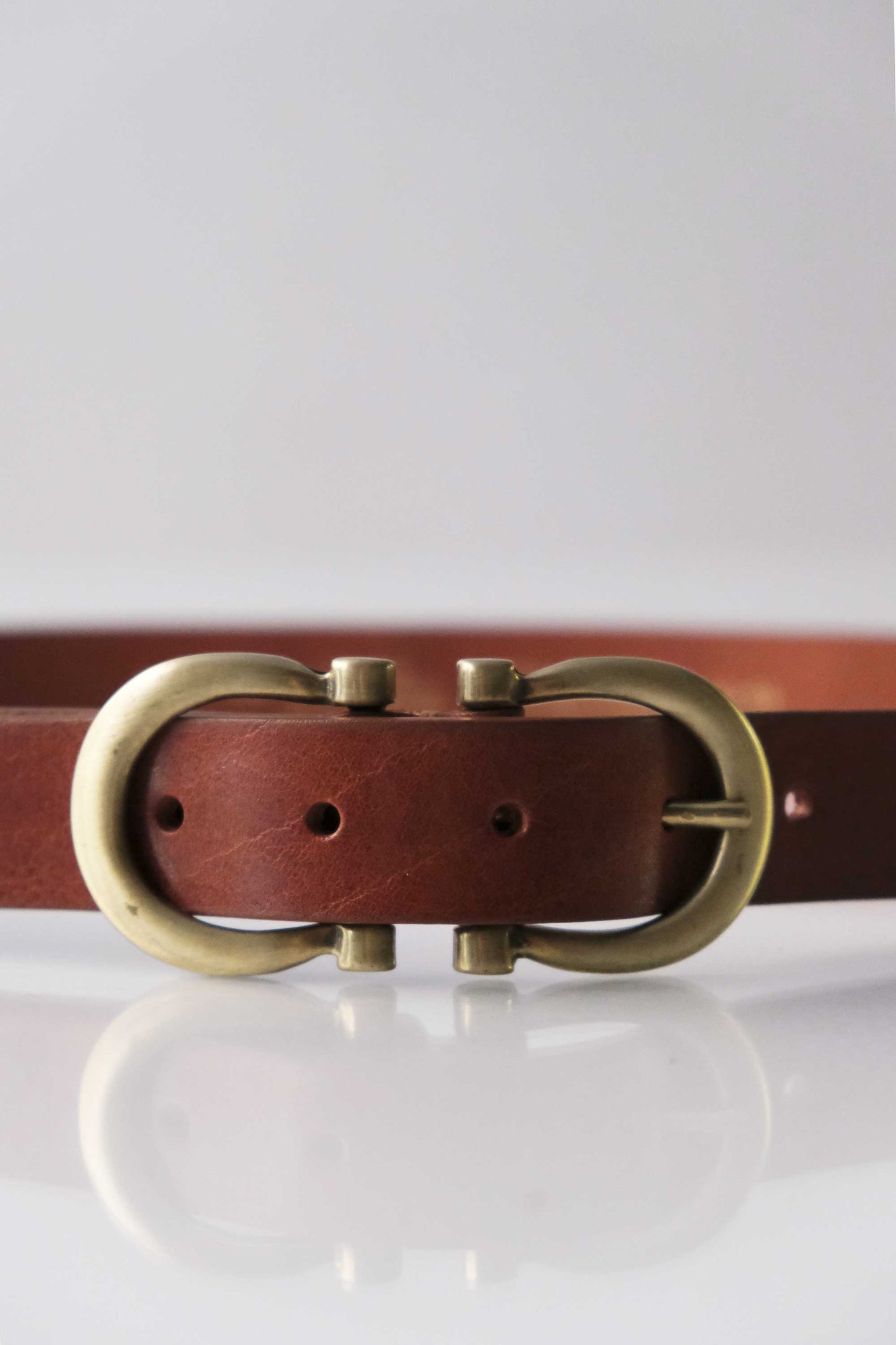 Belt Double vegetable-tanned leather cognac - Made in Italy -