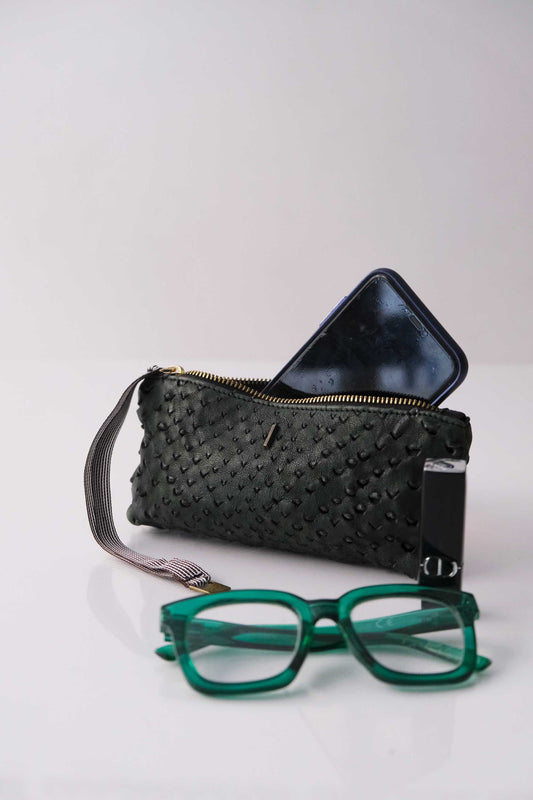 Dream Big soft malachite nappa taipan-effect pochette – The Sustainable Pochette – Made in Italy