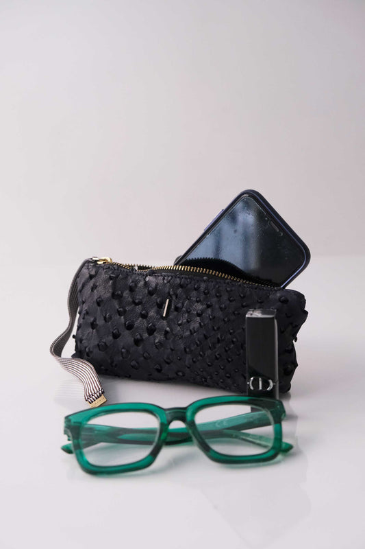 Dream Big soft blueberry nappa taipan-effect pochette – The Sustainable Pochette – Made in Italy