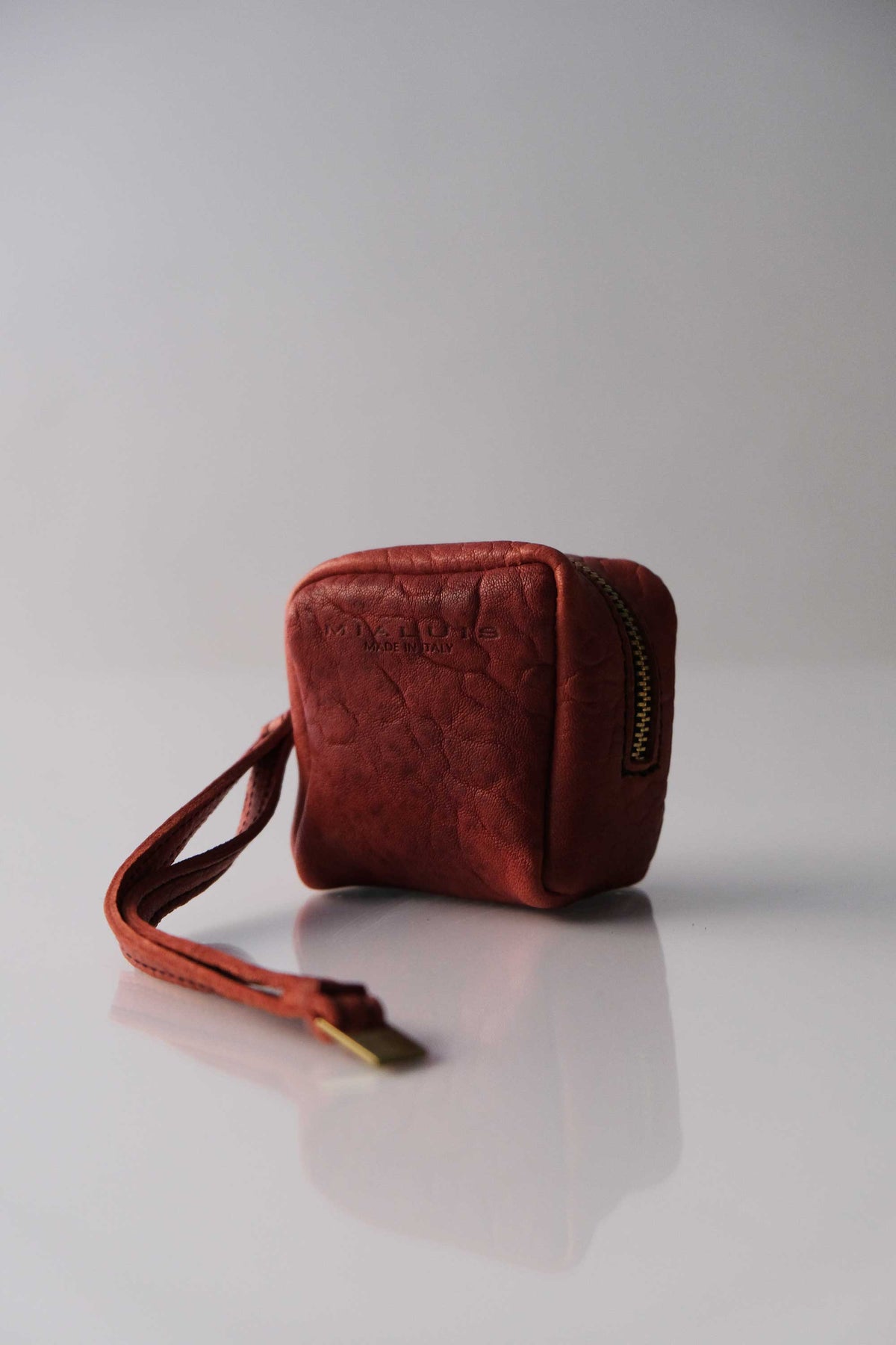 Dream box mini pochette in sangria mutton leather - Made in Italy -