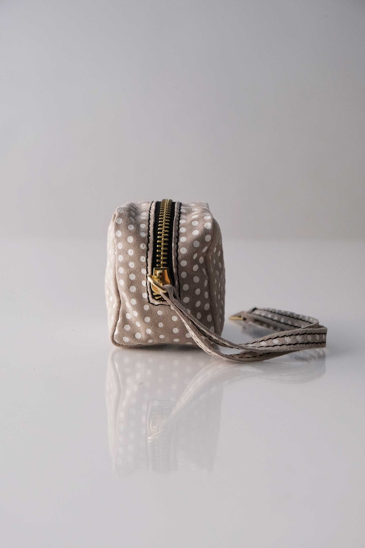 Dream box mini pochette in pois ash calf leather - Made in Italy -