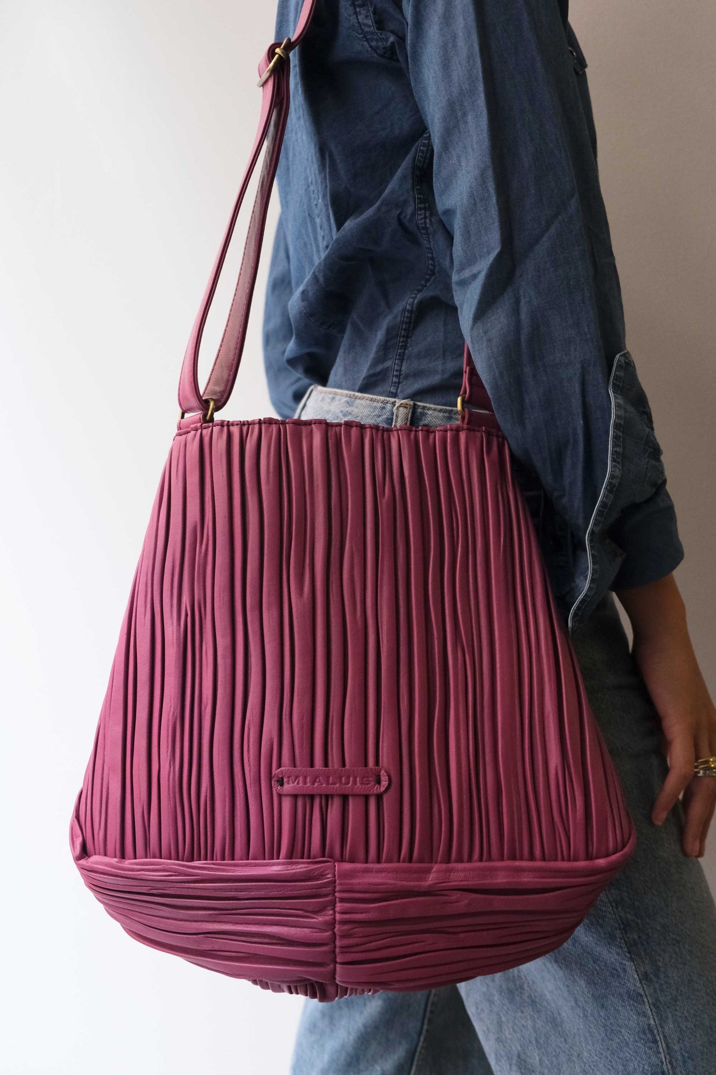 Gabri tote bag in pleated barolo colour nappa leather - Made in Italy -