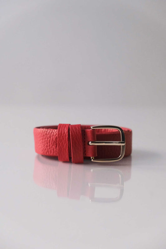 Belt Linea natural grain calf red- Made in Italy -