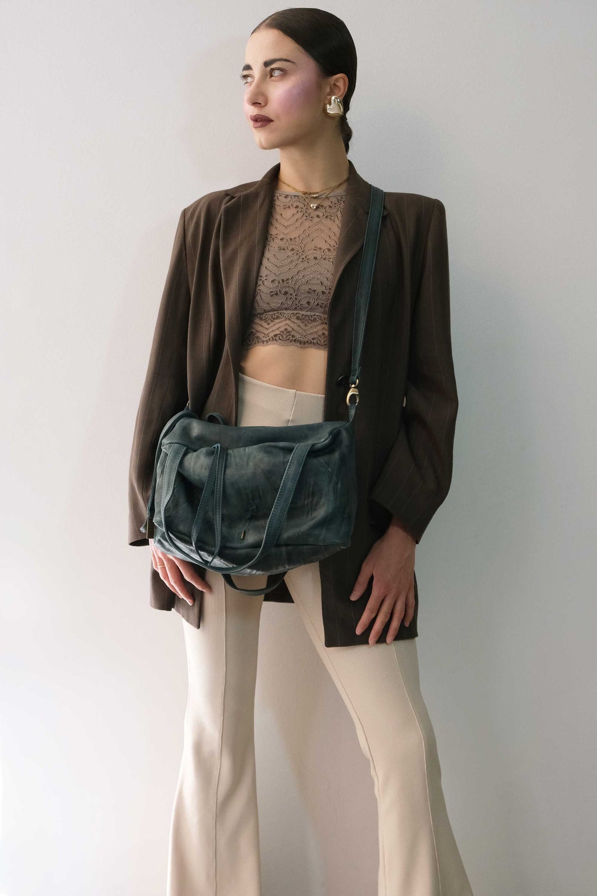 Maribè in teal lomè nappa leather – Made in Italy