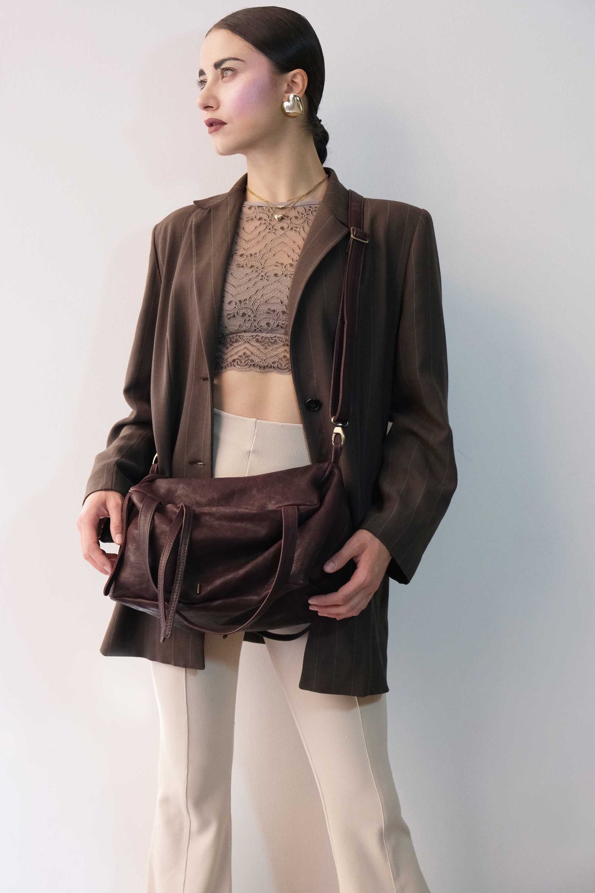 Maribè in plum washed nappa leather  - Made in Italy -