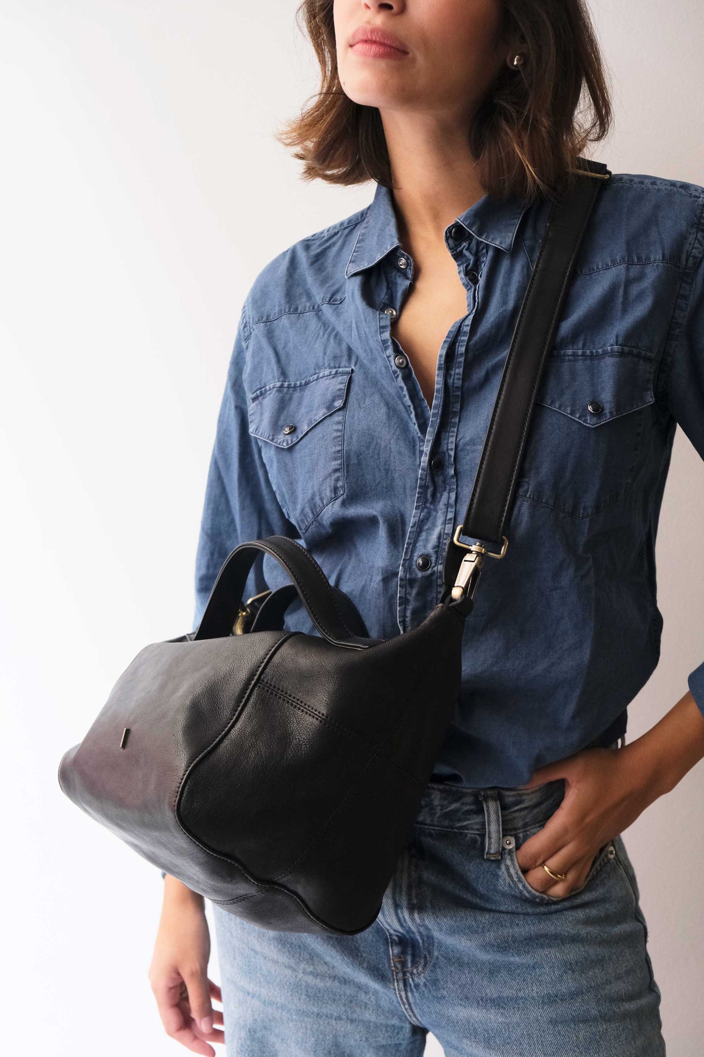 Marty bag in black soft nappa - Made in Italy -