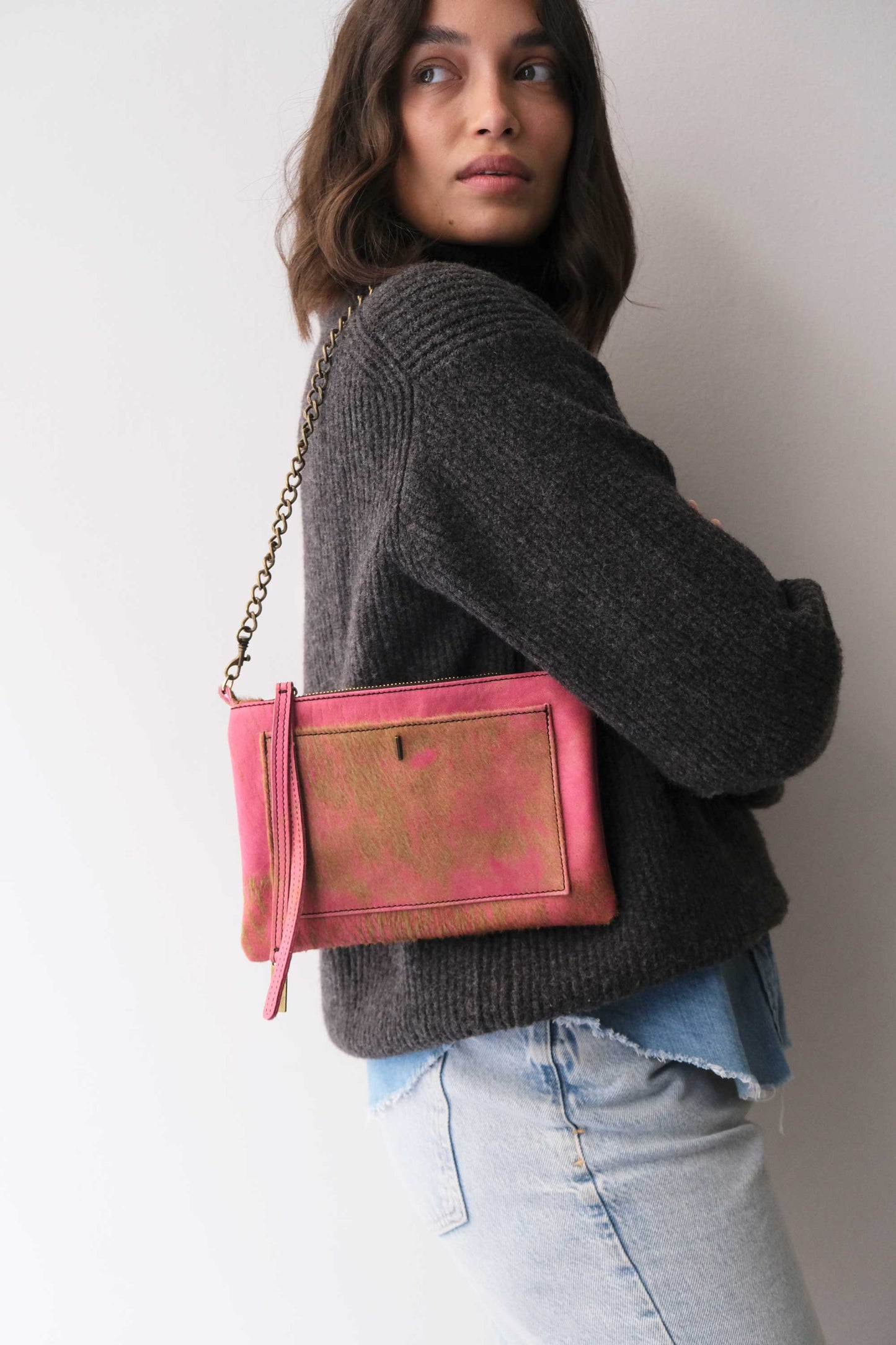 LIMITED EDITION Mikin aged fuchsia pony-hair pochette - Made in Italy -