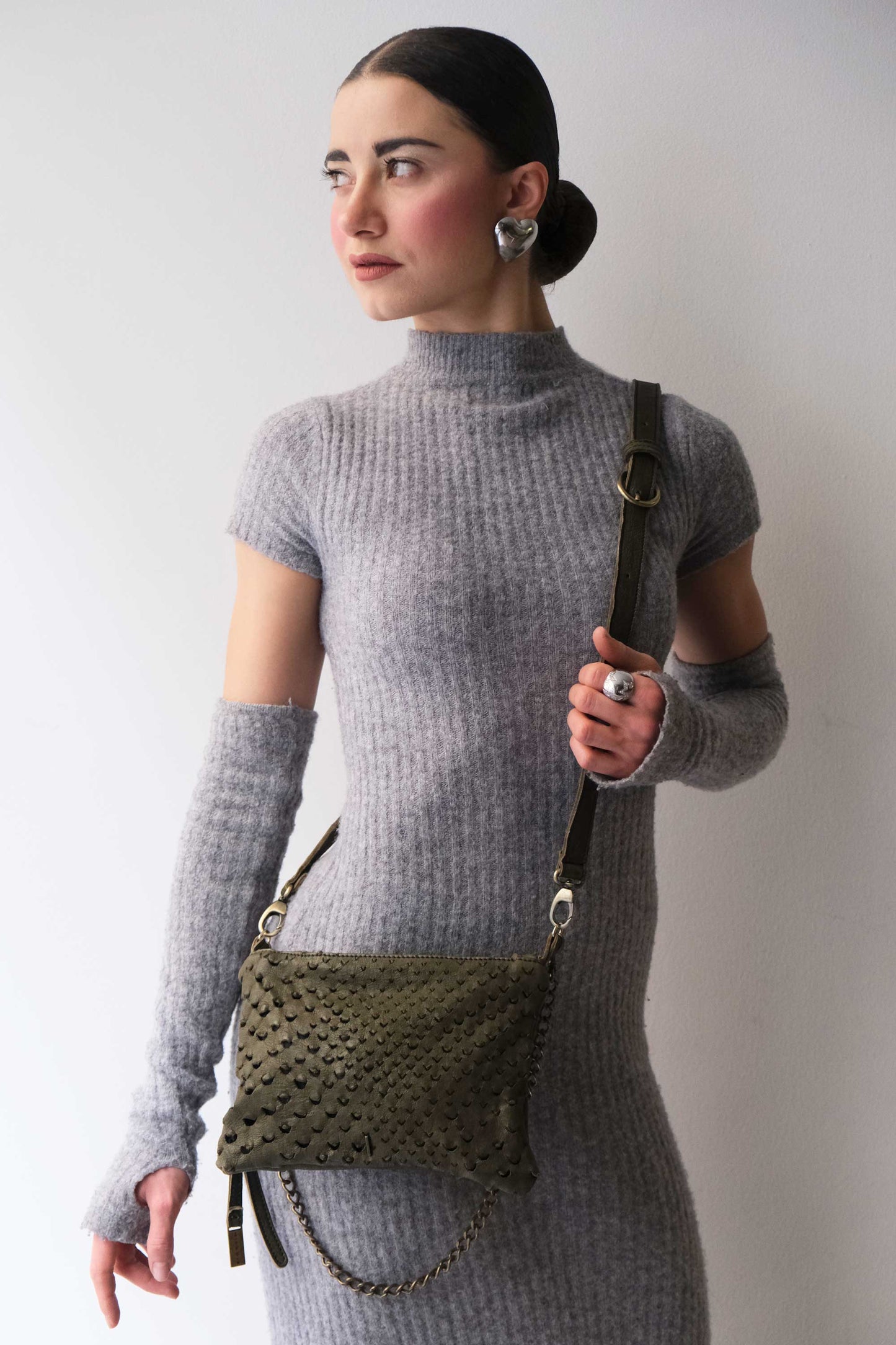 Mikin forest pochette in taipan vegetable-tanned leather – Made in Italy -