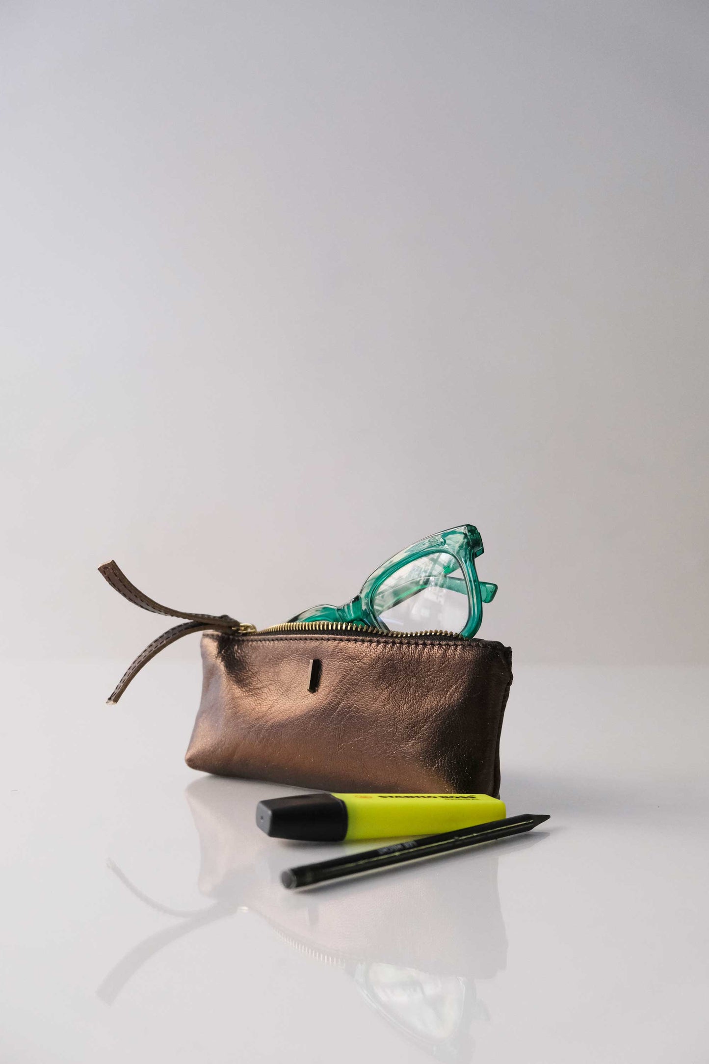 Mix leather laminated bronze  – The Sustainable Pochette - Made in Italy