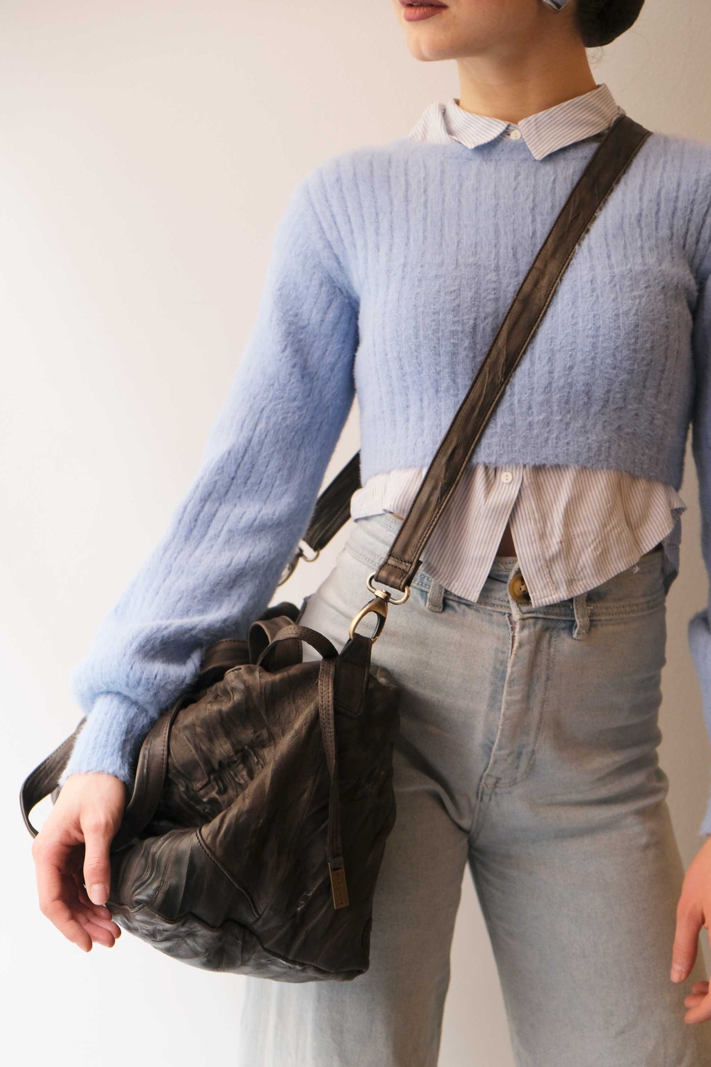 Pilli bag in brown lome soft leather - Made in Italy -