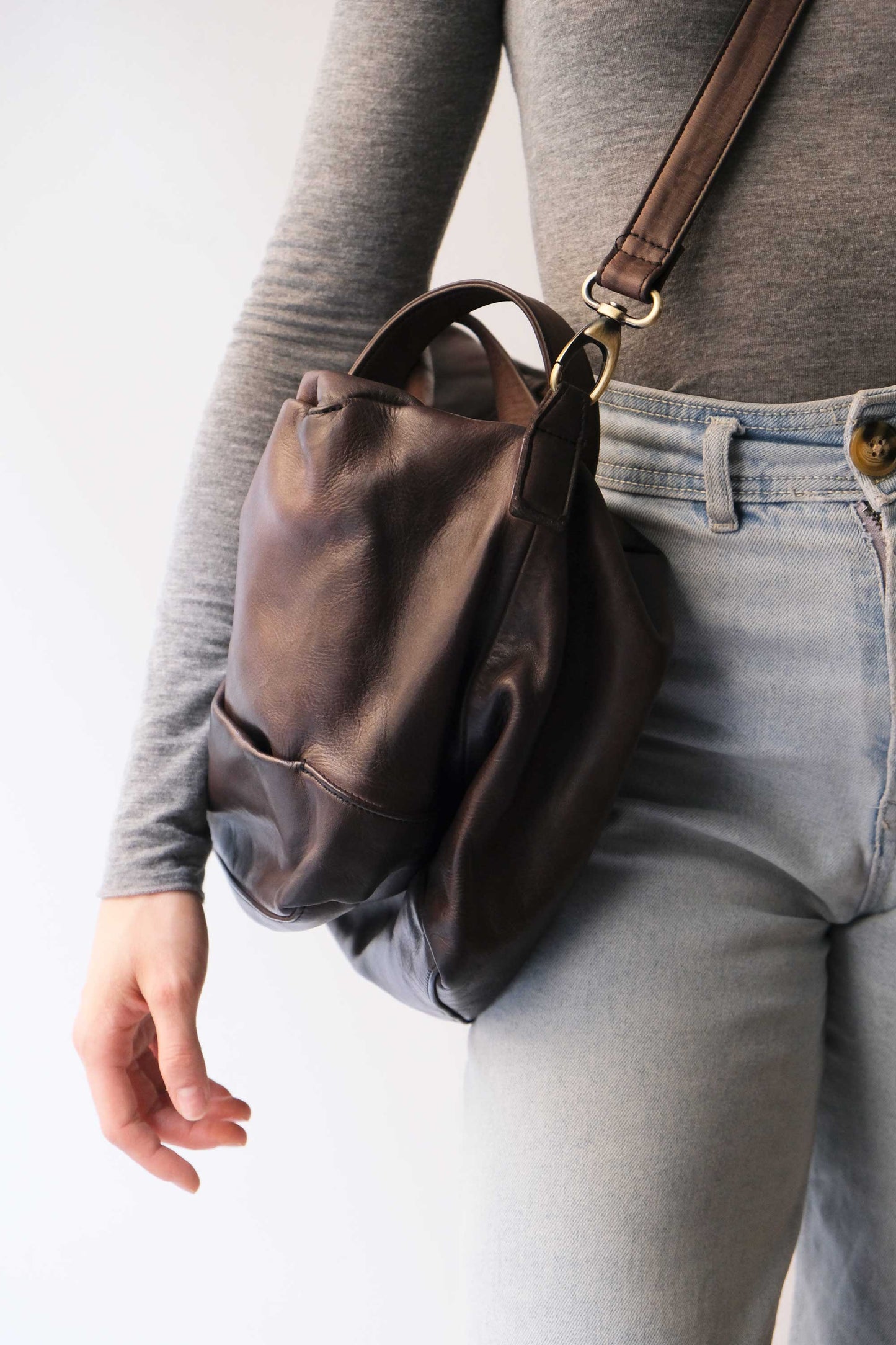 Pilli bag in caffè turner soft leather - Made in Italy -