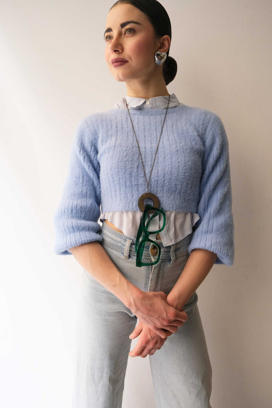 Glasses holder in Old gold leather – Sustainable product - Made in Italy