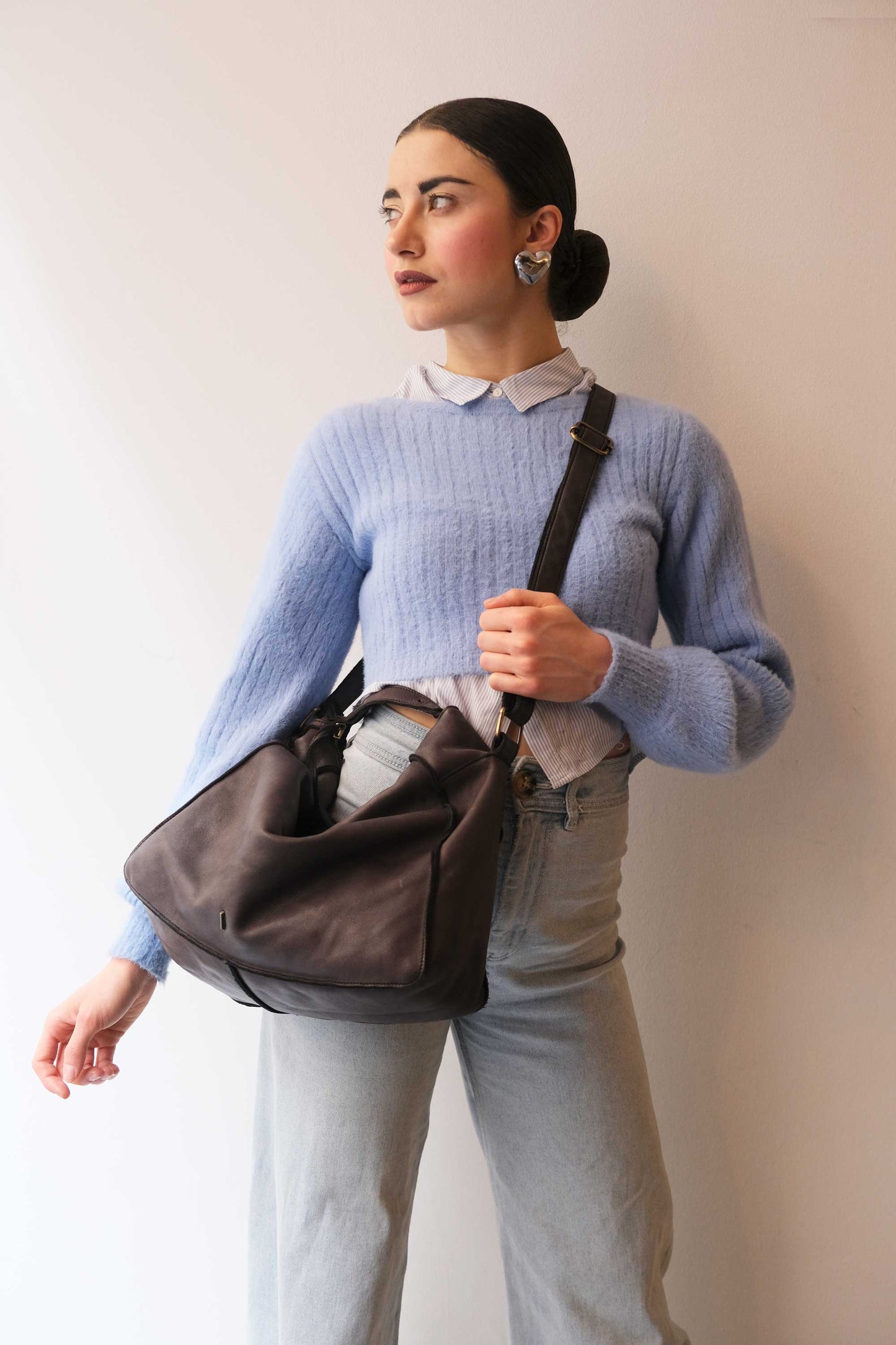 Rechi Big brown garment-dyed leather - Made in Italy -