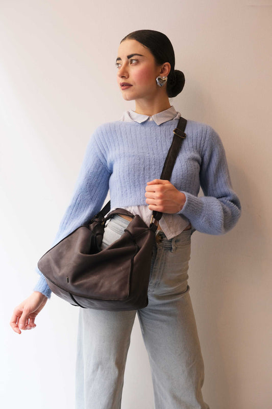 Rechi Big brown garment-dyed leather - Made in Italy -