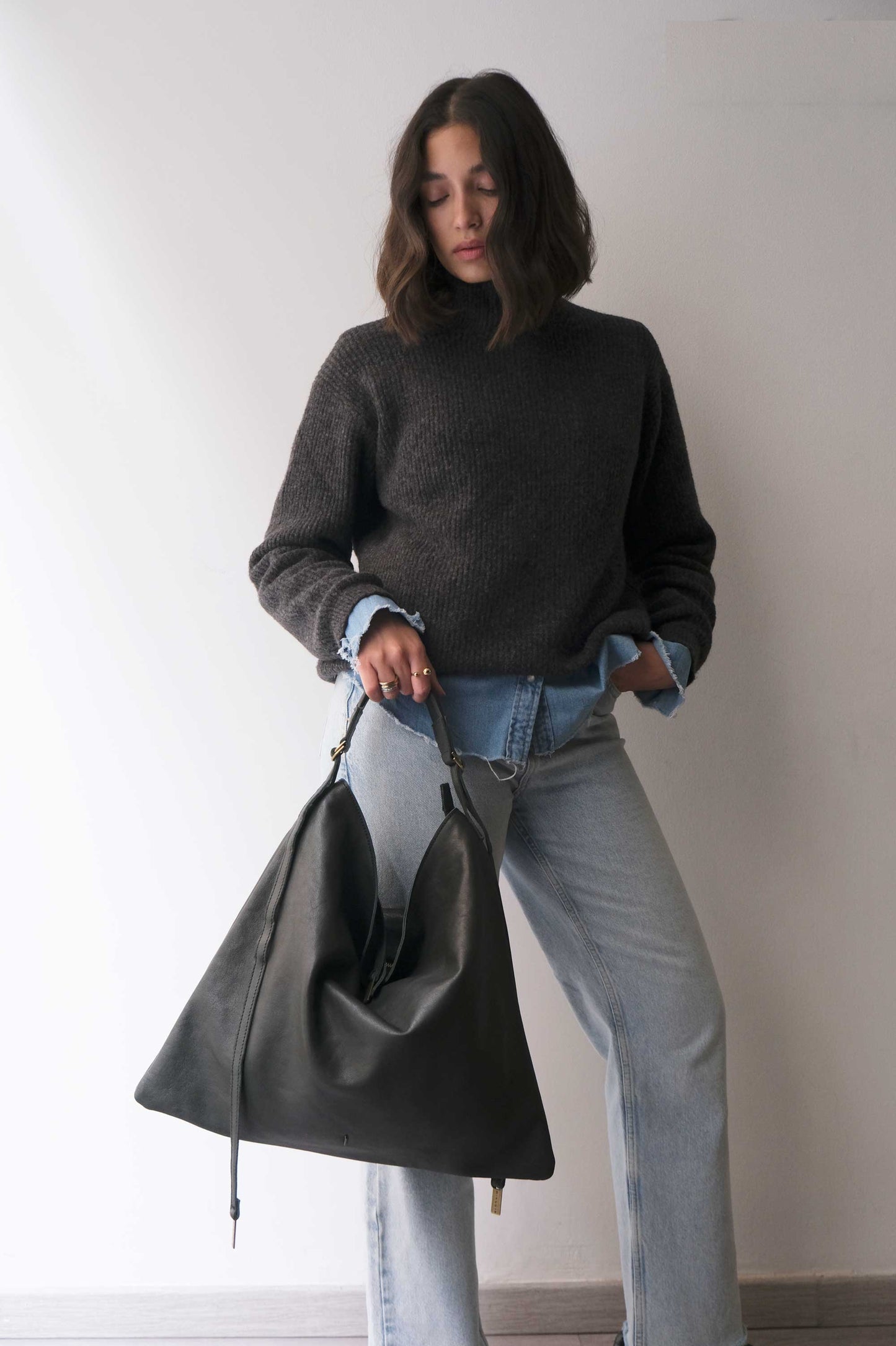 Valentina hobo bag in vegetable nappa forest green- Made in Italy -