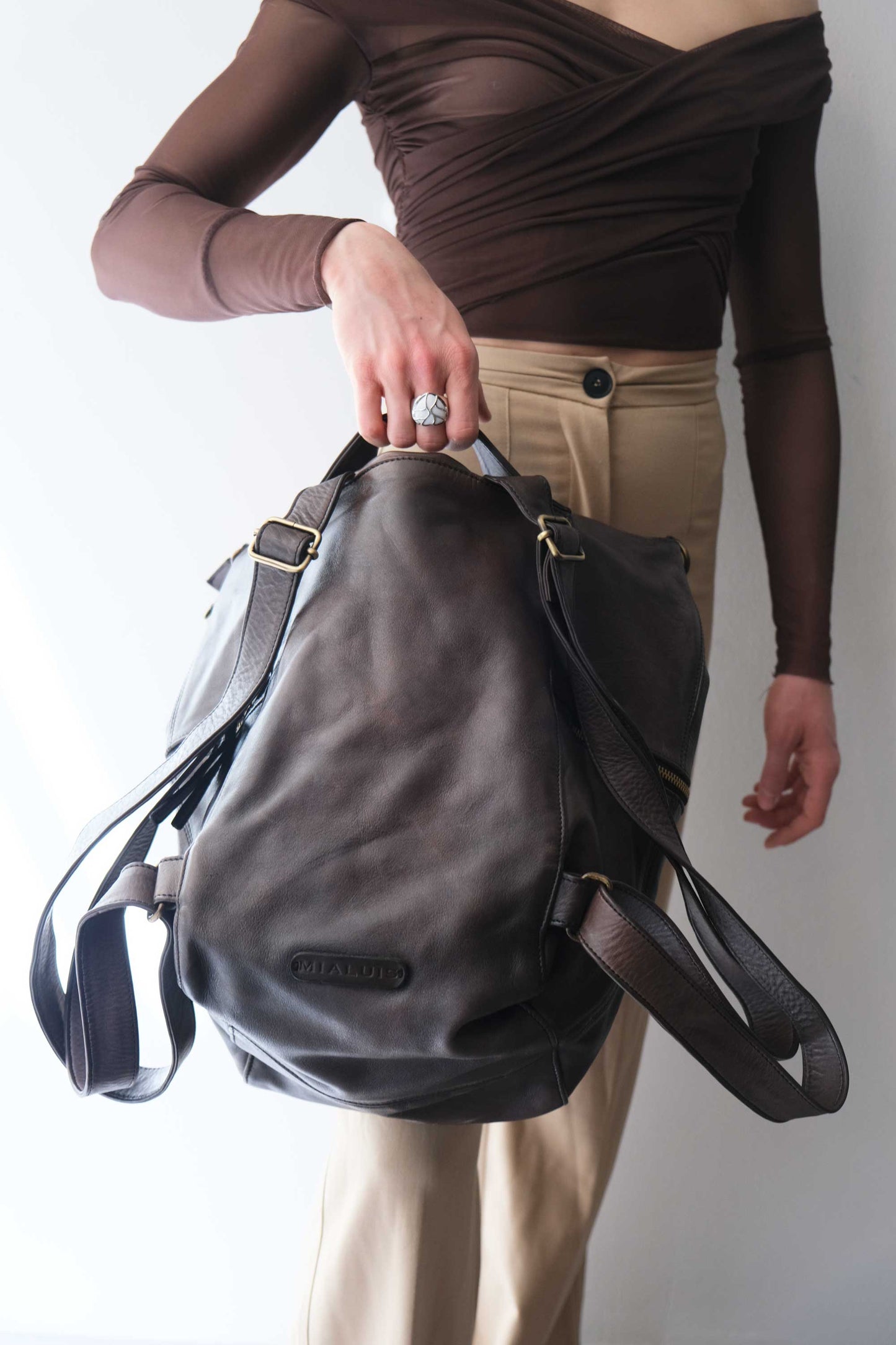 PREORDINE sconto 15% -Vicky zaino  in morbida pelle di vitello pitone effetto Turner color caffè - usa il codice PREORDER15 - LA CONSEGNA E' STIMATA 30 GIORNI DALL'ORDINE- Made in Italy -