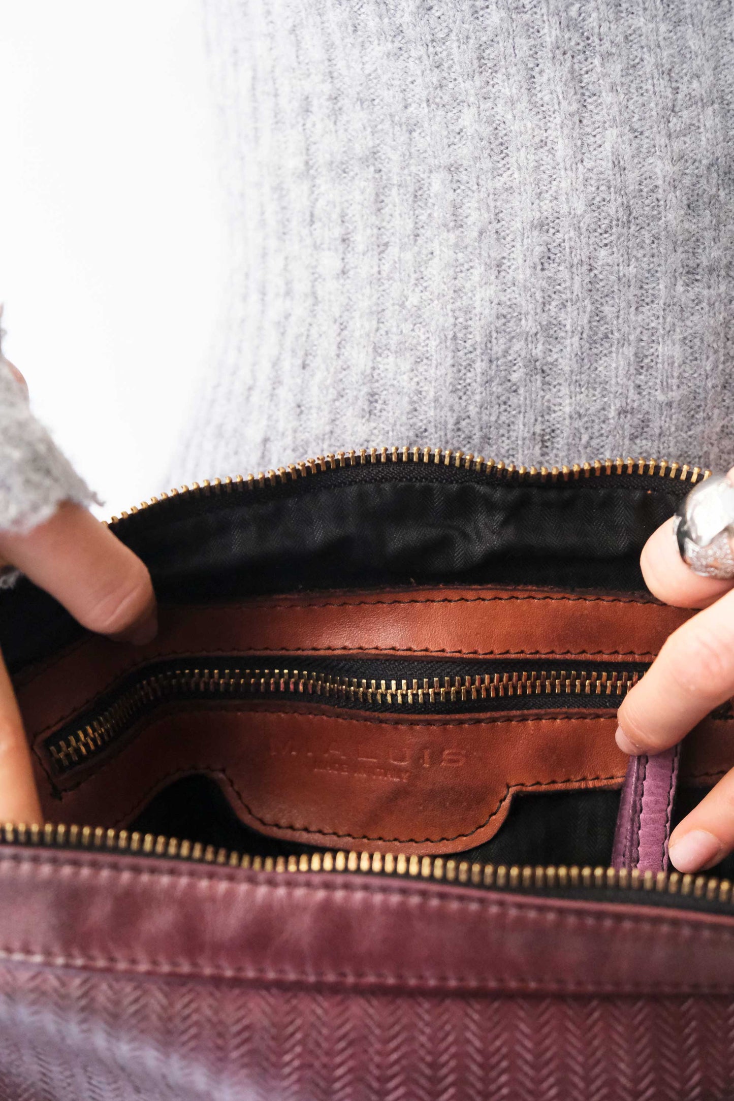 Zoe in plum turner calf soft leather - Made in Italy -