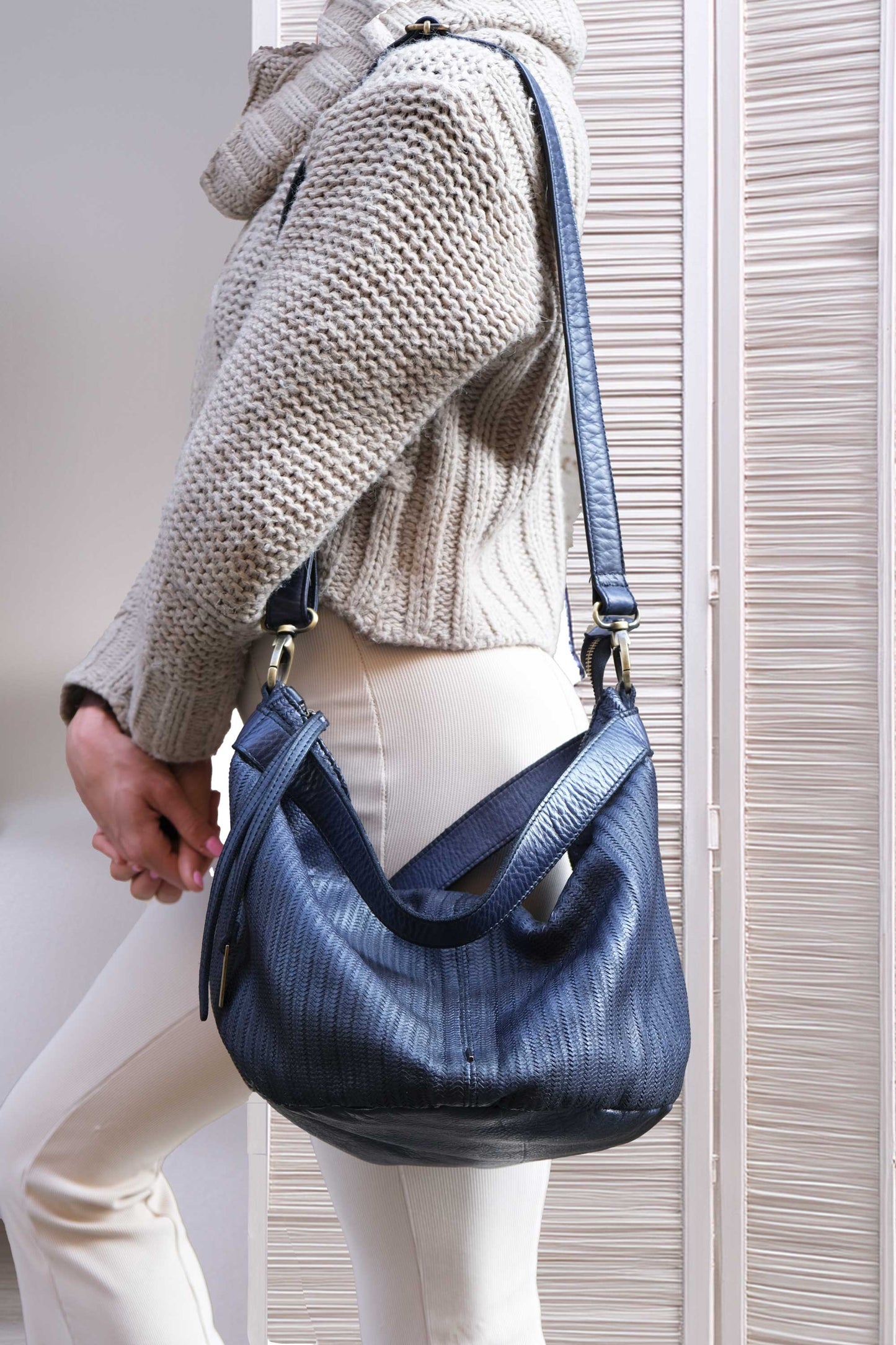 Carola bag in cobalt turner leather - Made in Italy -