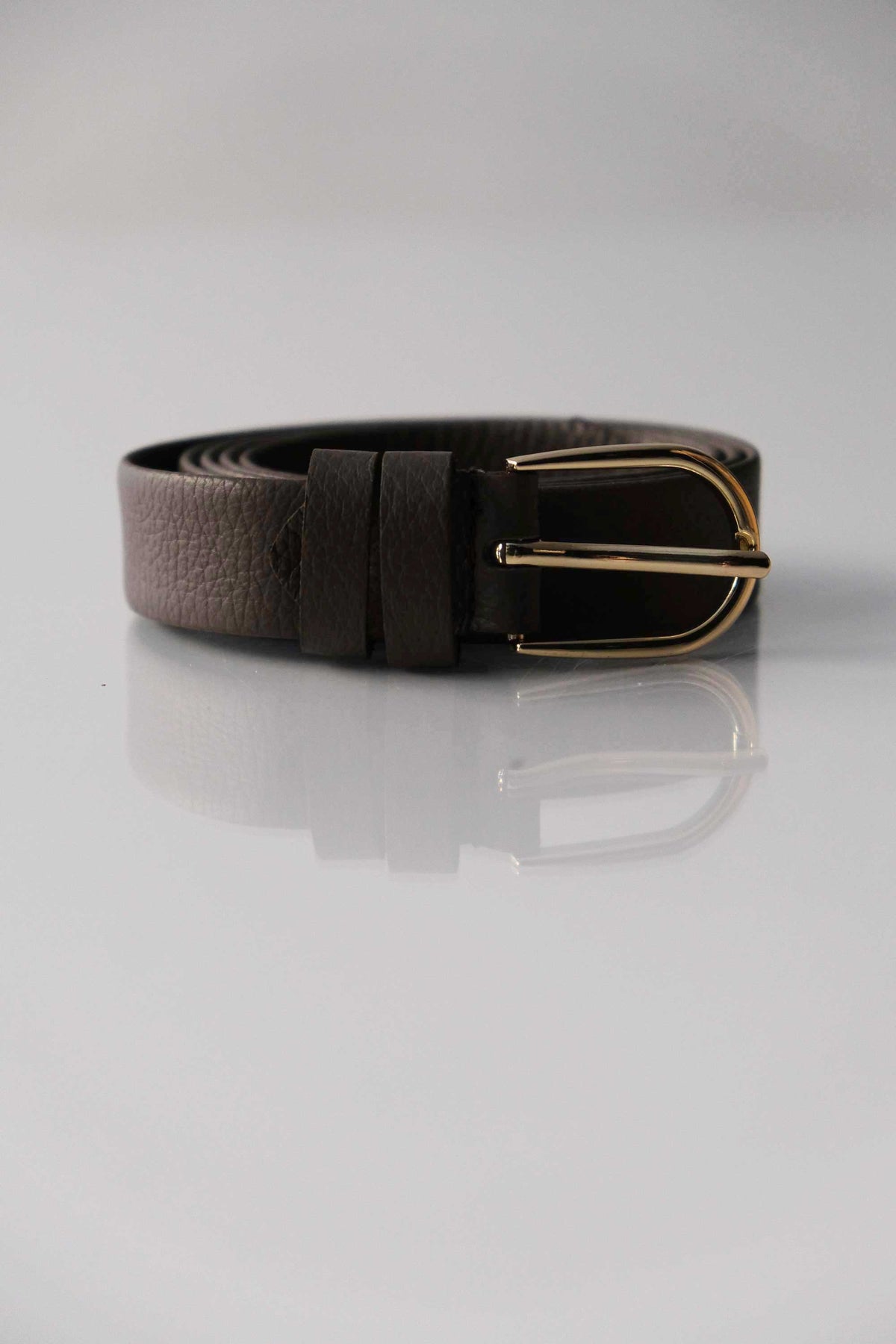 Belt Linea natural grain calf tobacco - Made in Italy -
