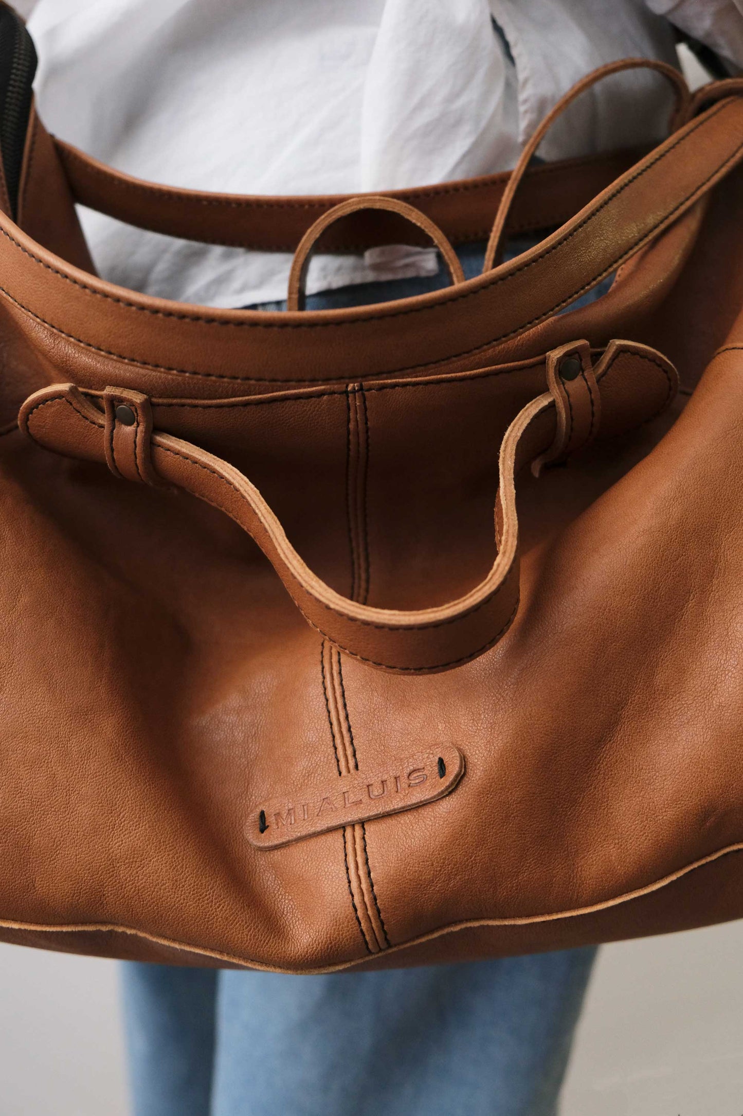 Cloudy crossbody bag in cognac nappa leather - Made in Italy -