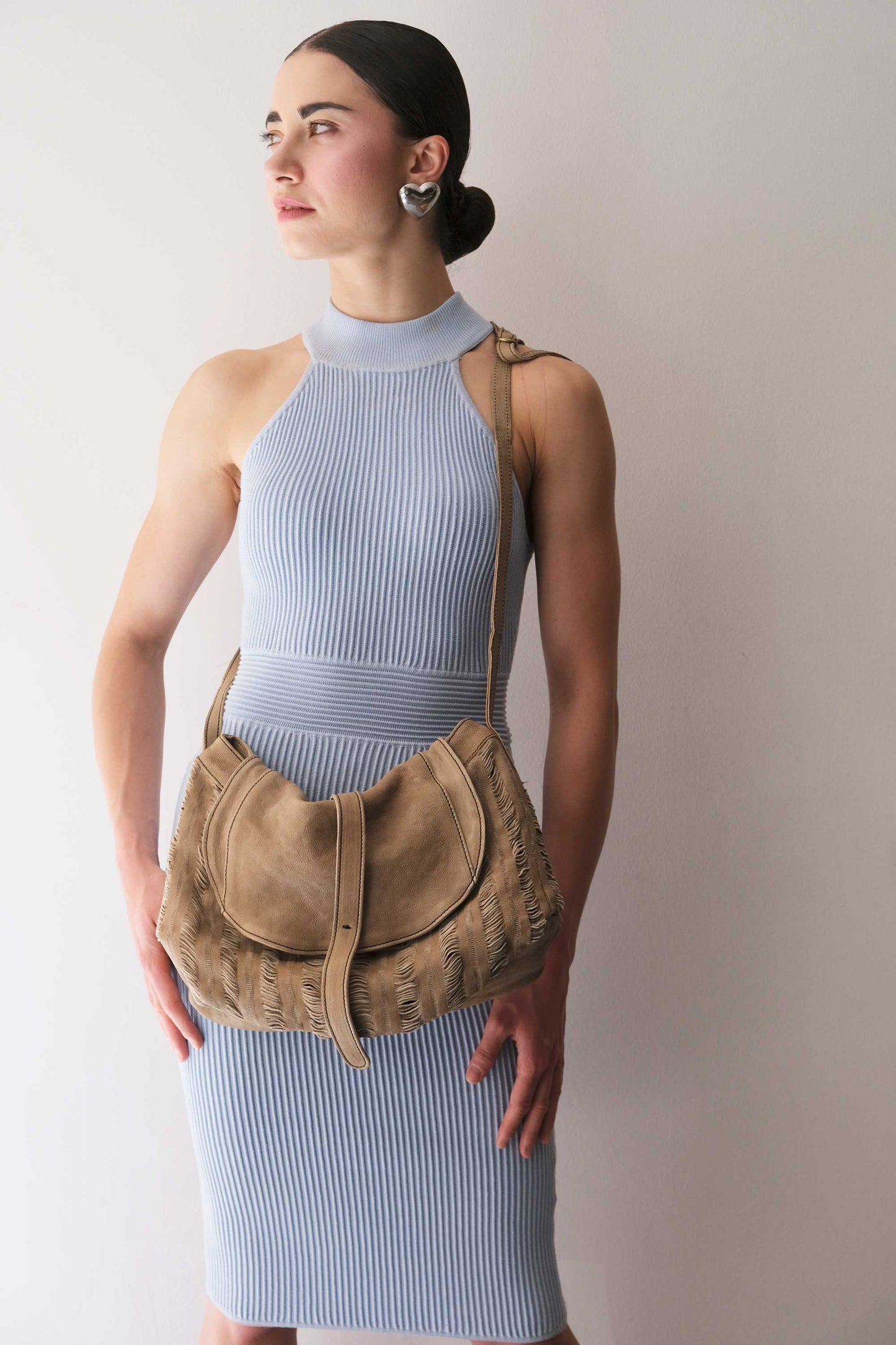 Do saddle bag shark in soft nappa fringe - Made in Italy -