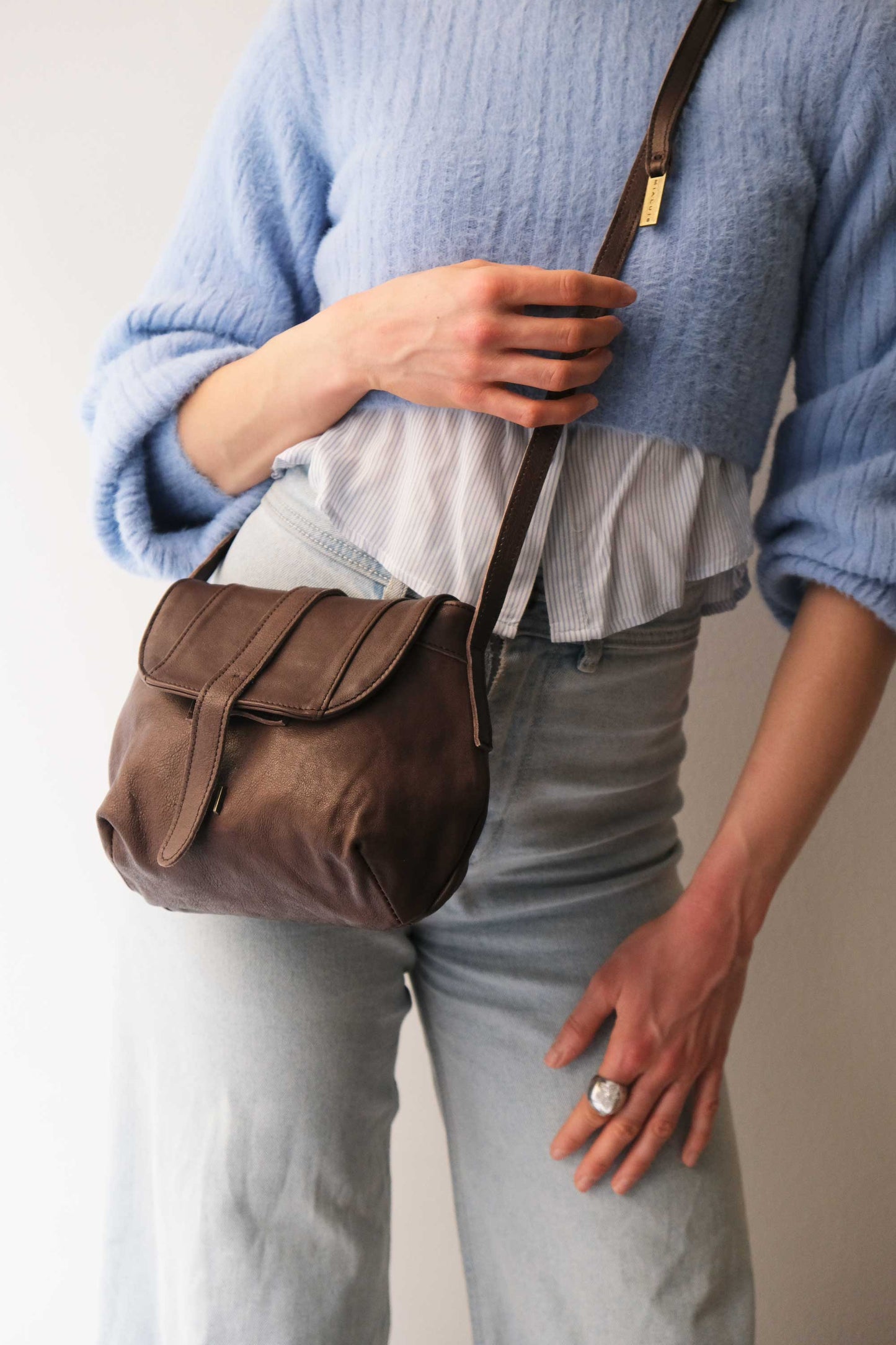 Do mini saddle bag in brown soft nappa - Made in Italy -