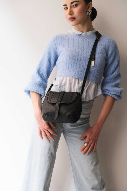 Do mini saddle bag in black soft nappa - Made in Italy -