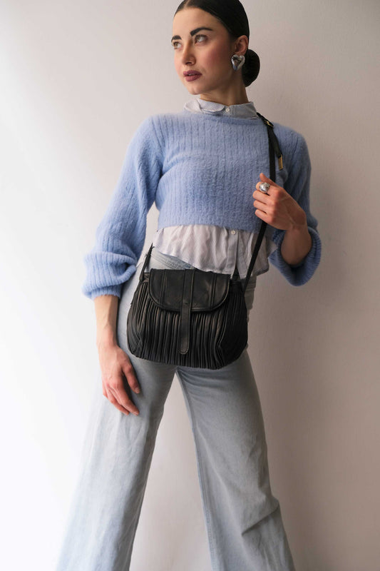 Do mini saddle bag in pleated black colour nappa leather - Made in Italy -