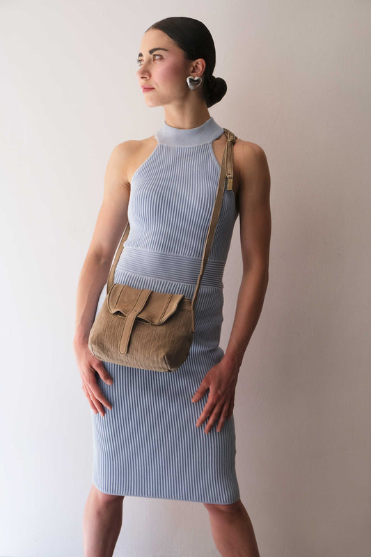 Do mini saddle bag in shark perforated saetta nappa - Made in Italy-