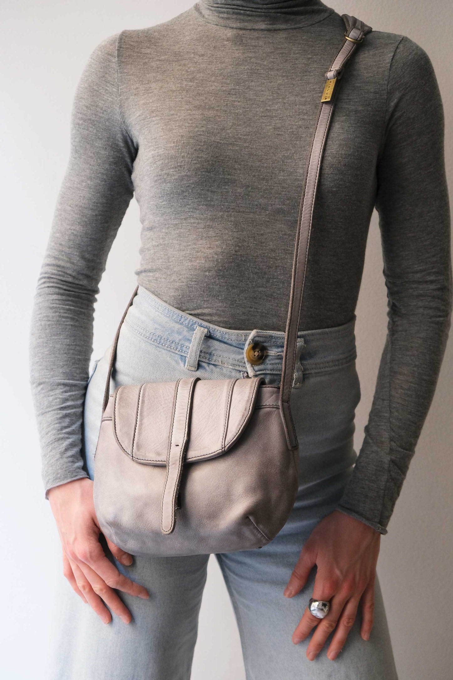 Do mini saddle bag in ash turner calf soft leather - Made in Italy-