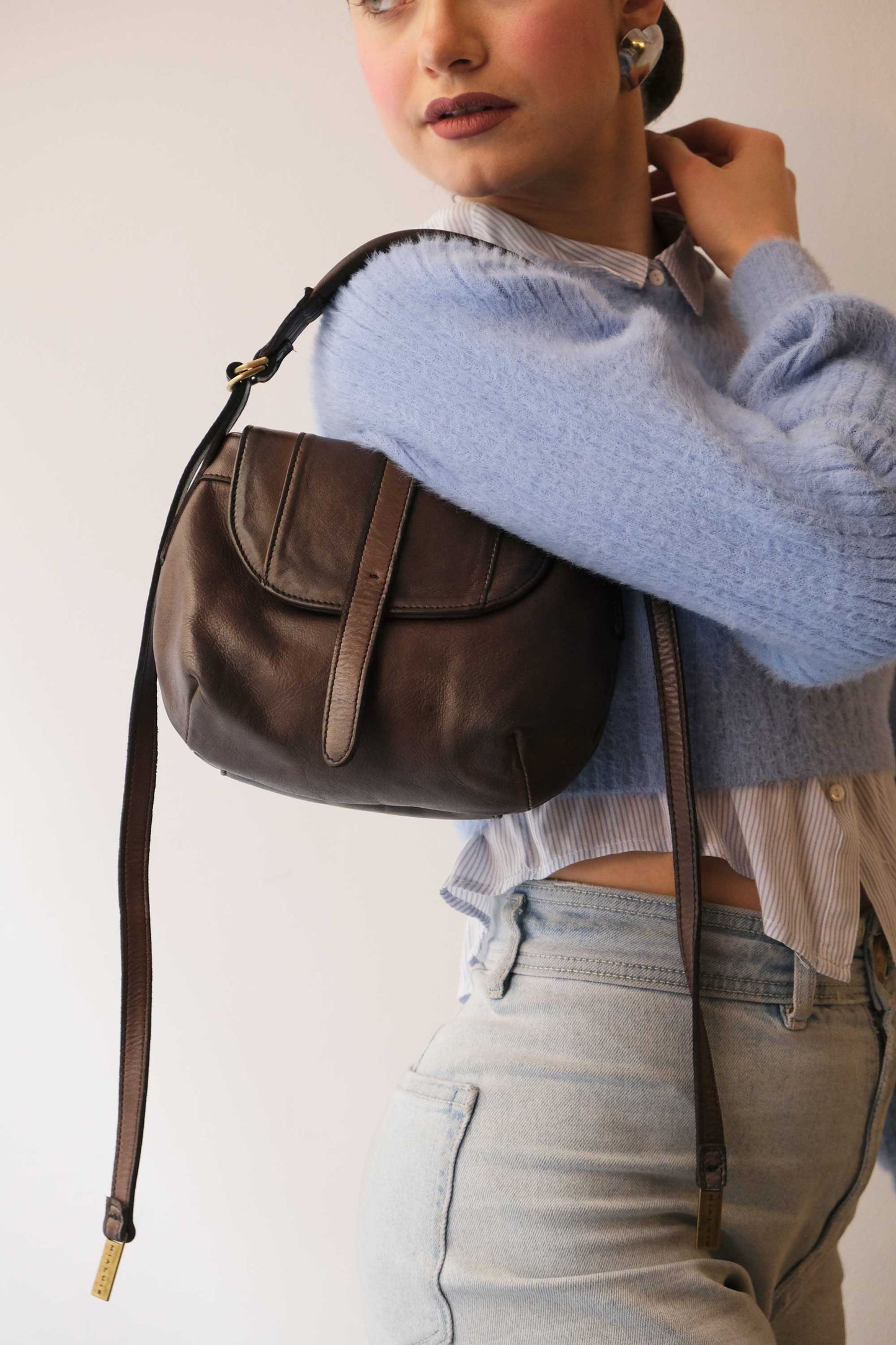 Do mini saddle bag in caffè turner calf soft leather - Made in Italy-