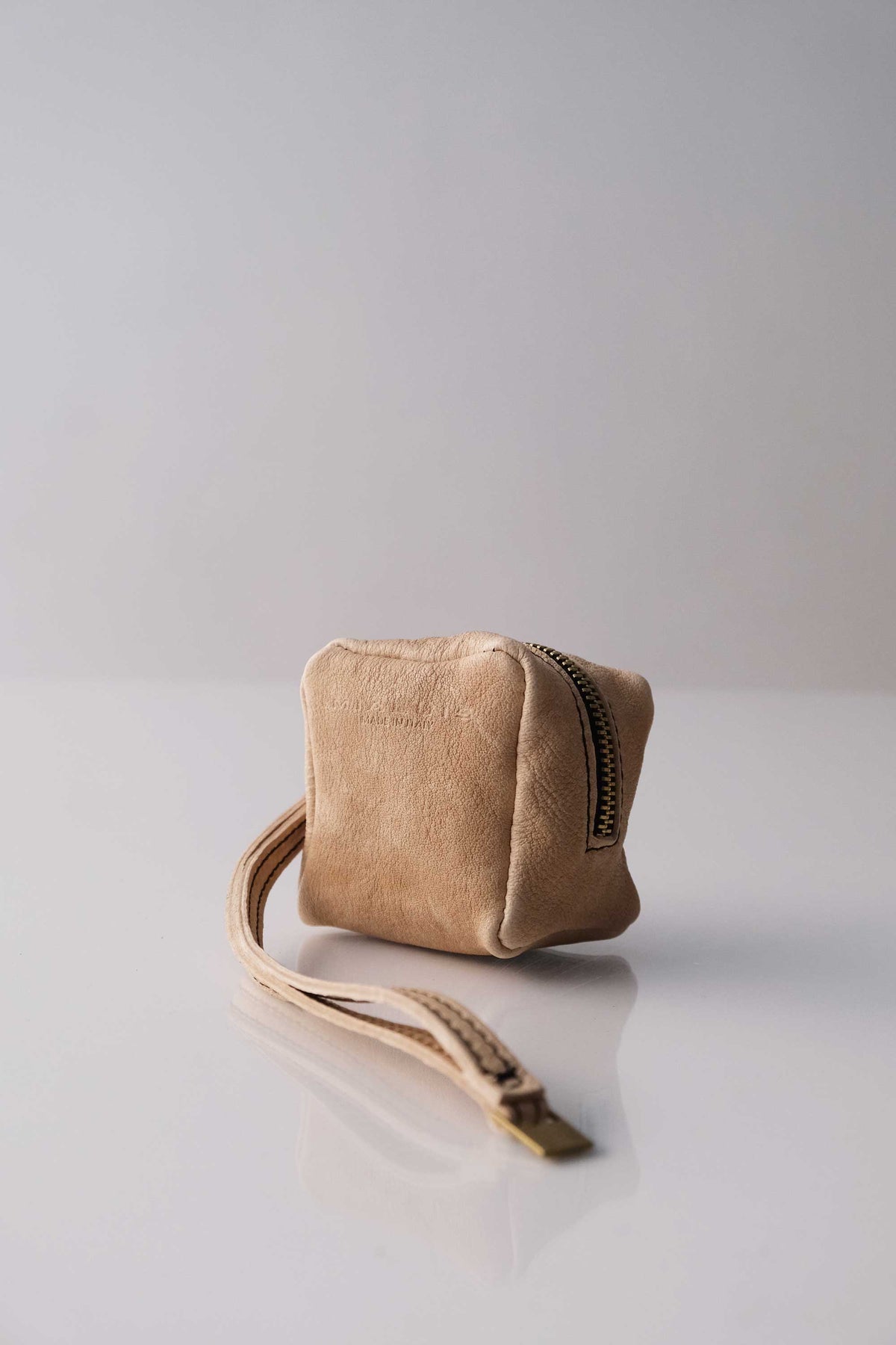 Dream box mini pochette in sand calf leather - Made in Italy -