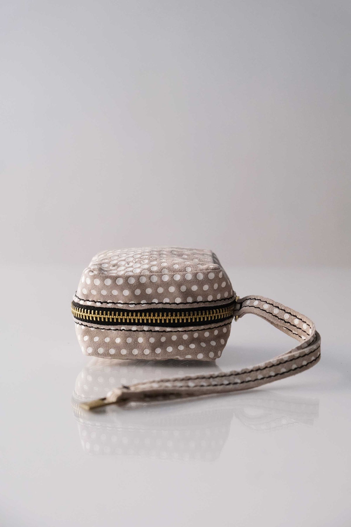 Dream box mini pochette in pois ash calf leather - Made in Italy -