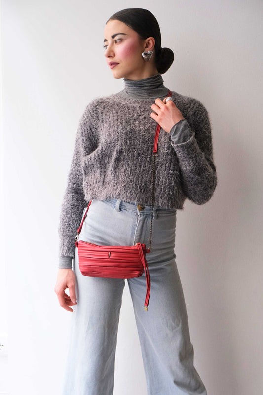 Dream Ti in red pleated leather - Made in Italy -