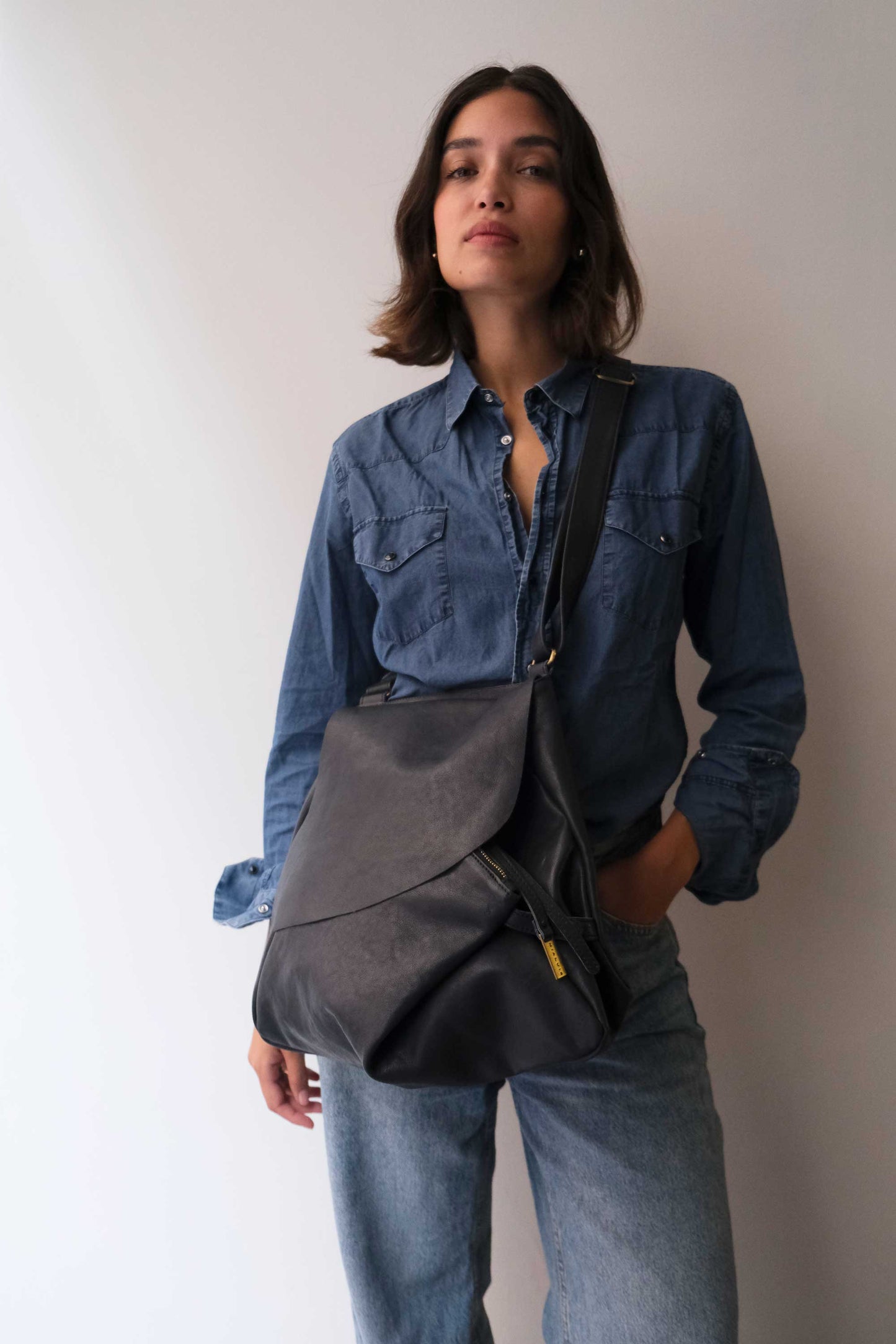 Gabri tote bag in soft nappa navy - Made in Italy -