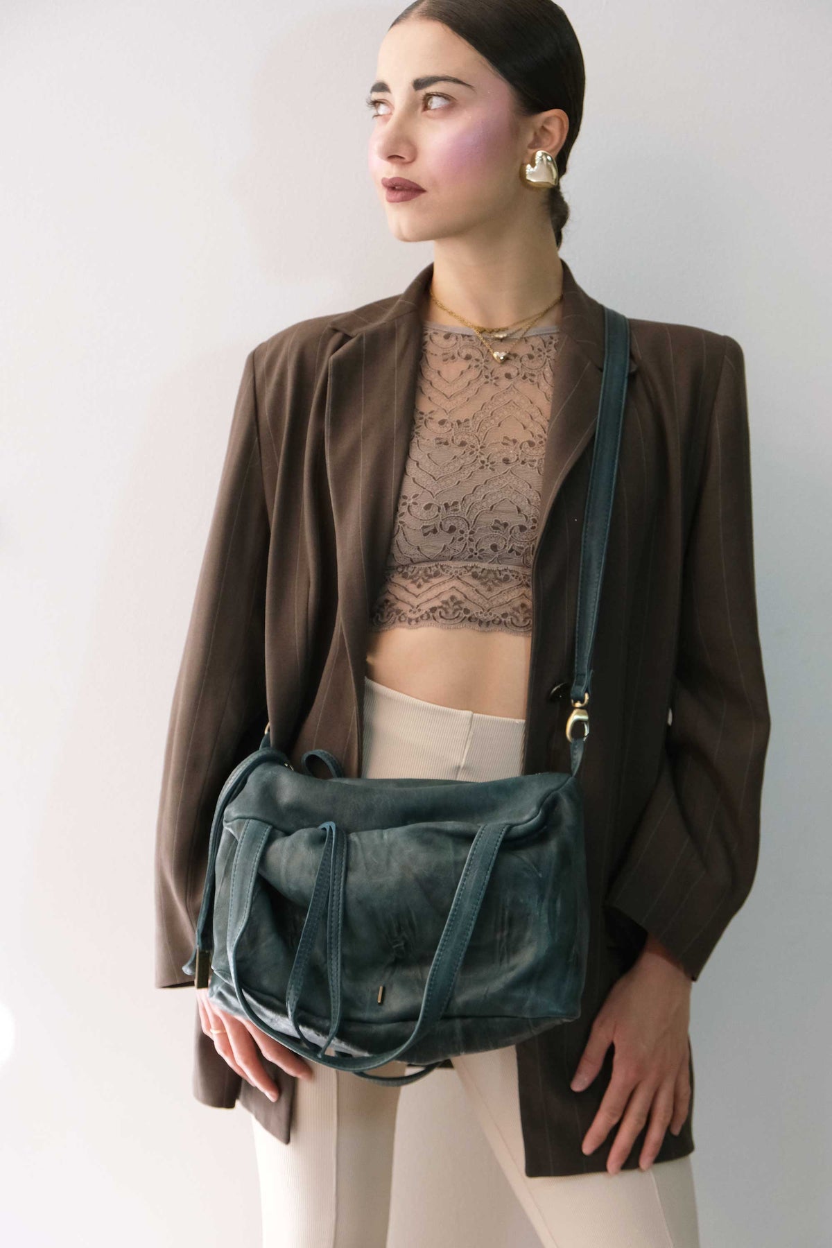 Maribè in teal lomè nappa leather – Made in Italy