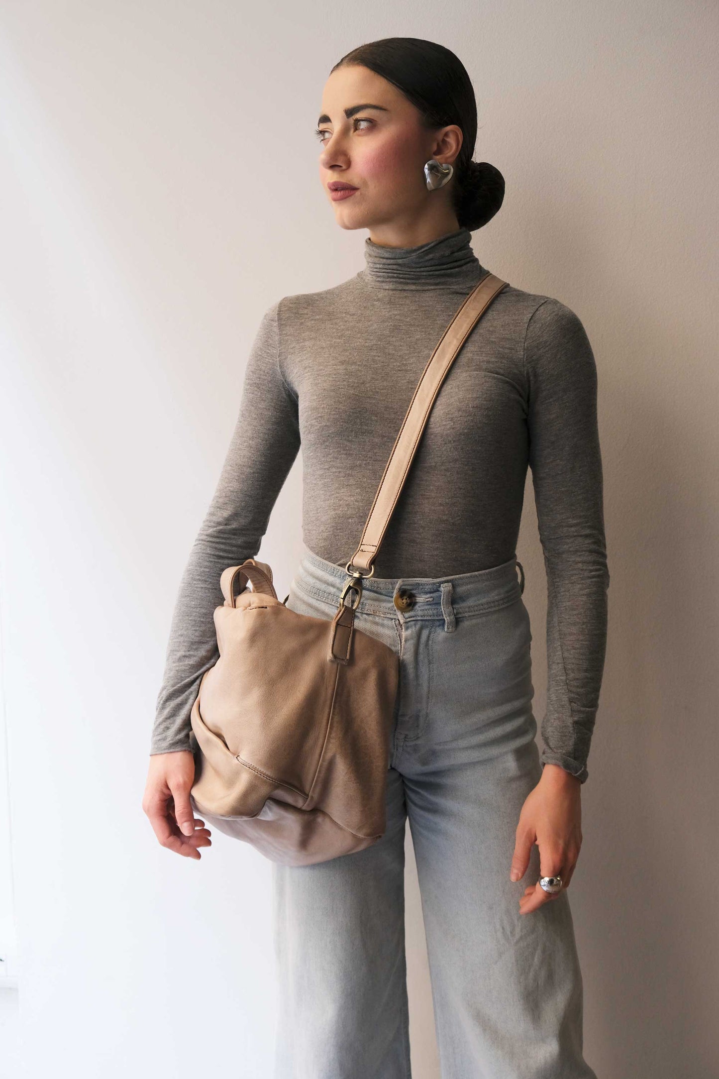 Pilli bag in sand turner soft leather - Made in Italy -