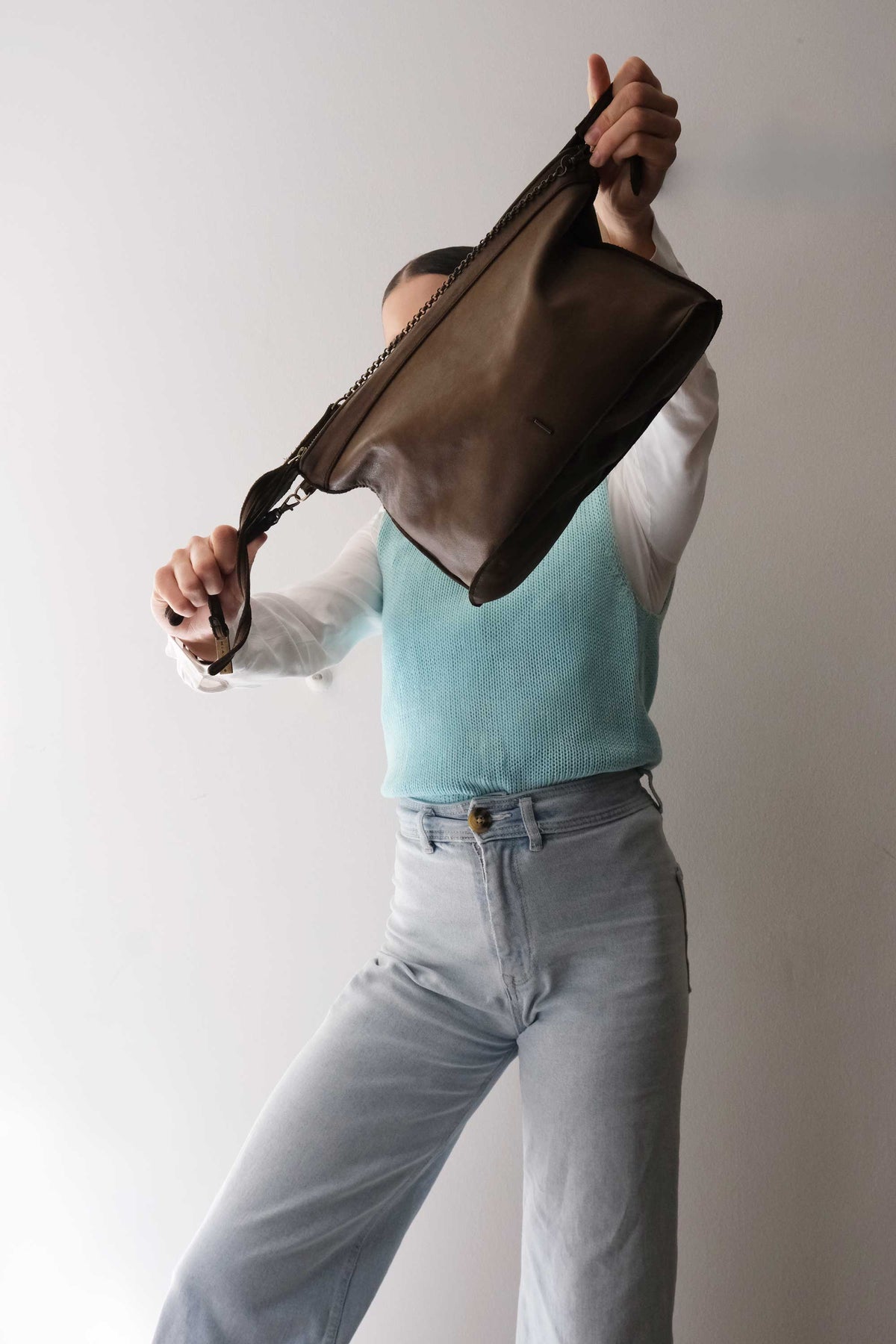 Rechi media hobo bag moss green garment-dyed leather - Made in Italy -